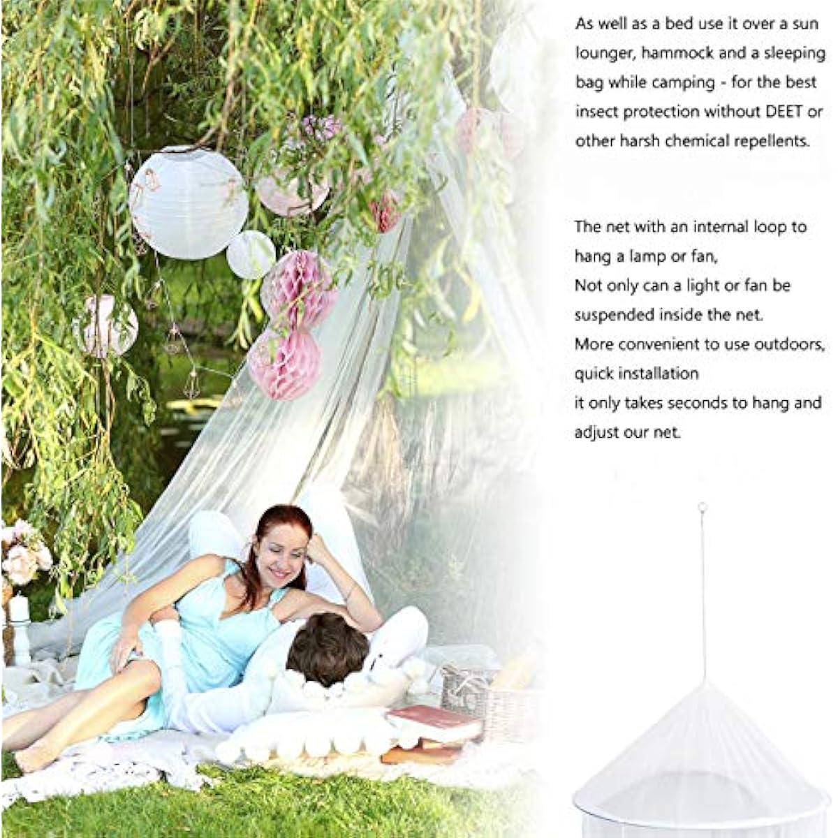Comtelek Bed Canopy with Lights,Mosquito Net Bed Canopy for Girls Canopy Bed Curtains Full Queen Size from Ceiling,Dome Mosquito Netting Bed Tent Twin Girls Princess Canopy King Bed Decor
