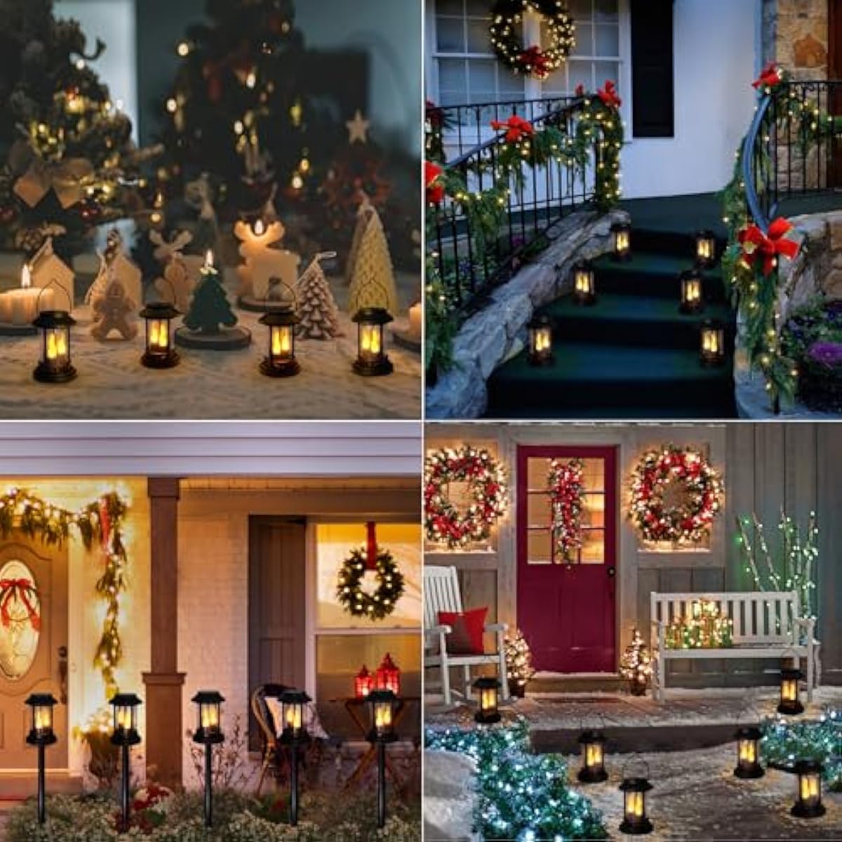 Beautyard 6 Packs Outdoor Solar Candles Lights Flickering Decorative Lantern Stake Lighting for Garden, Backyard, Lawn, Pathway, Patio Accessories and Decor ( Small 6 Pack , Black )…