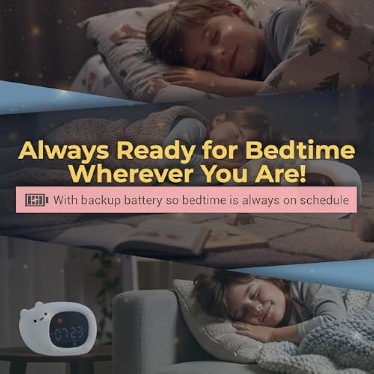 Bumble & Bright Kids Sleep Trainer with App Control - OK to Wake Clock for Kids Ages 4+, Color-Changing Night Light, Alarm & Sound Machine, Simple 1-Routine Setup, Free App, USB-C