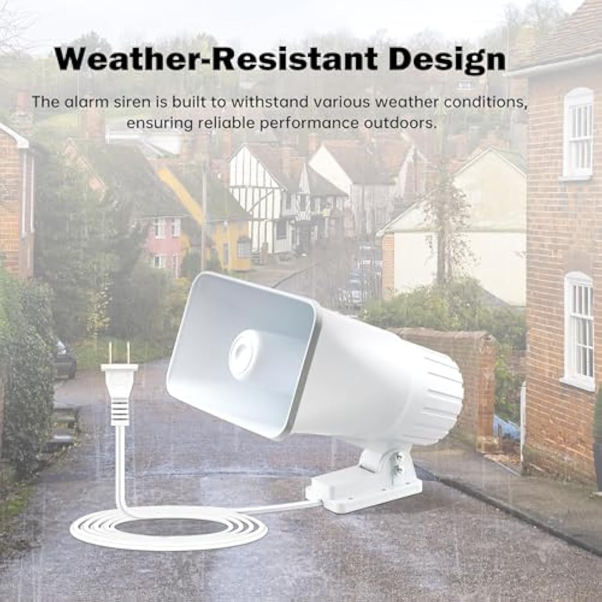 Nippon America High Decibel High Power Outdoor Alarm Security Siren (TC-S7545-110), Long Range, 80 Watts, 120 Decibels, Remotely Activate with Wi-Fi Socket (Sold Separately)