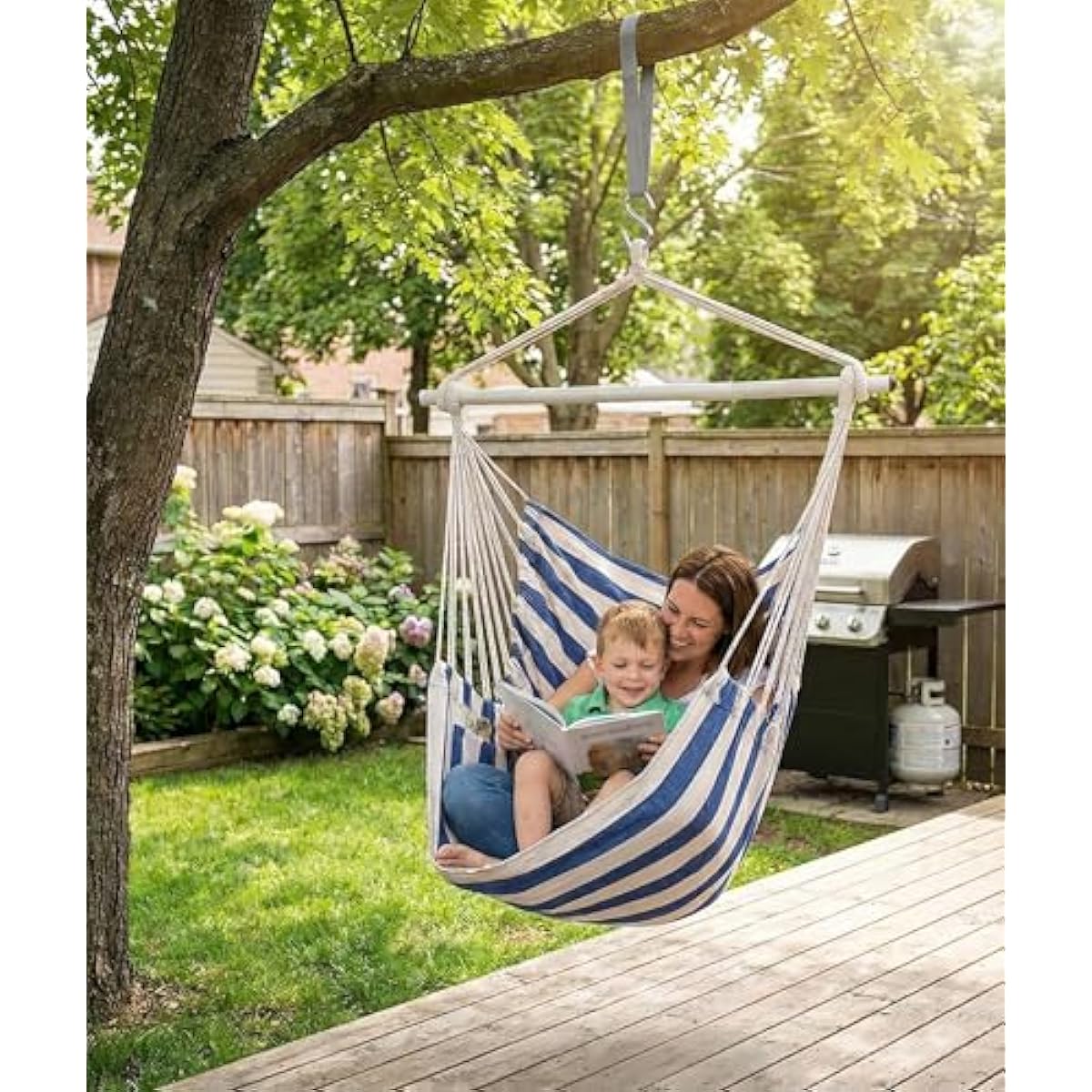 ADVOKAIR Hammock Chair Swing, Heavy-Duty Hanging Rope Swing Seat Supports 500 Lbs, Ideal for Outdoor Patio, Backyard, Porch, Deck & Indoor Bedroom Use