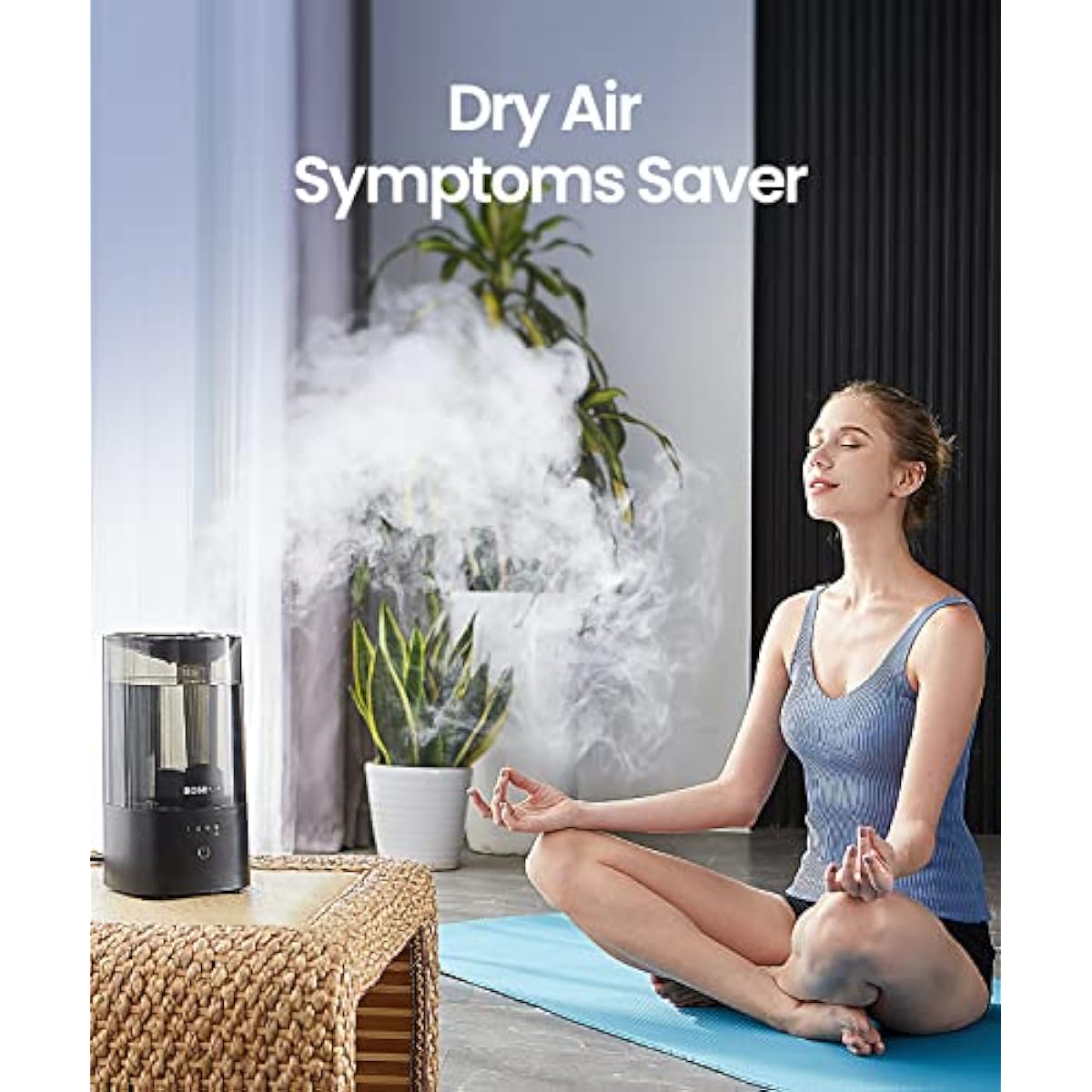 Humidifiers for Bedroom, 2.0L Cool Mist Humidifier for Home Plant and Baby Nursery, Quiet Ultrasonic Humidifier with 360° Nozzle, Auto Shut-Off, Filterless, Black