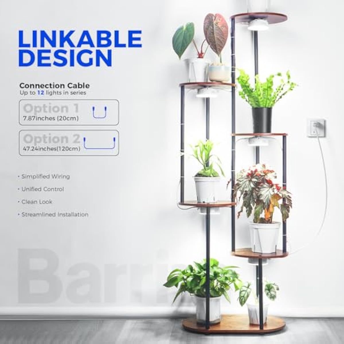 Barrina Orbgrow OG09 Puck Grow Light, 5000K 18W(2 x 9W, 270 Watt Equiv), Full Spectrum Plant Light for Indoor Plants, Magnetic & Linkable with Timer, 5 Levels Dimmable for Plant Shelf, 2 Packs