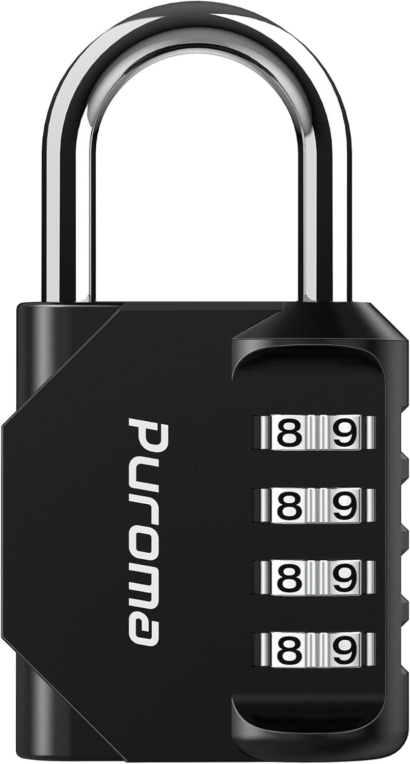 Puroma 2 Pack Combination Lock for Locker 4 Digit Outdoor Waterproof Padlock for School, Gym, Sports, Fence, Toolbox, Gate, Case, Outdoor, Hasp Storage (Black)