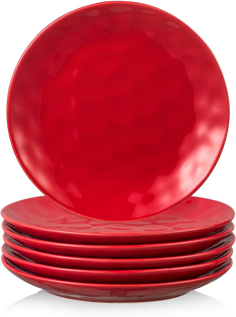 vicrays Ceramic Dessert Salad Plates, 8 Inch, Set of 6, Round, Microwave, Oven, and Dishwasher Safe, Scratch Resistant, Porcelain Fluted Suitable for Snacks, Appetizer, Home, Restaurant (Blue)