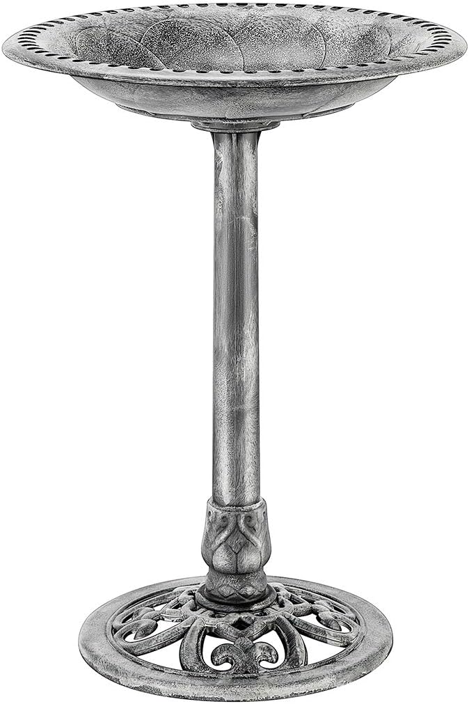 VIVOHOME Bird Bath for Outside, Polyresin Pedestal Bird Baths for Outdoor, Garden, 28 Inch Height Weather-Resistant Birdbaths with 20" Bowl, Copper