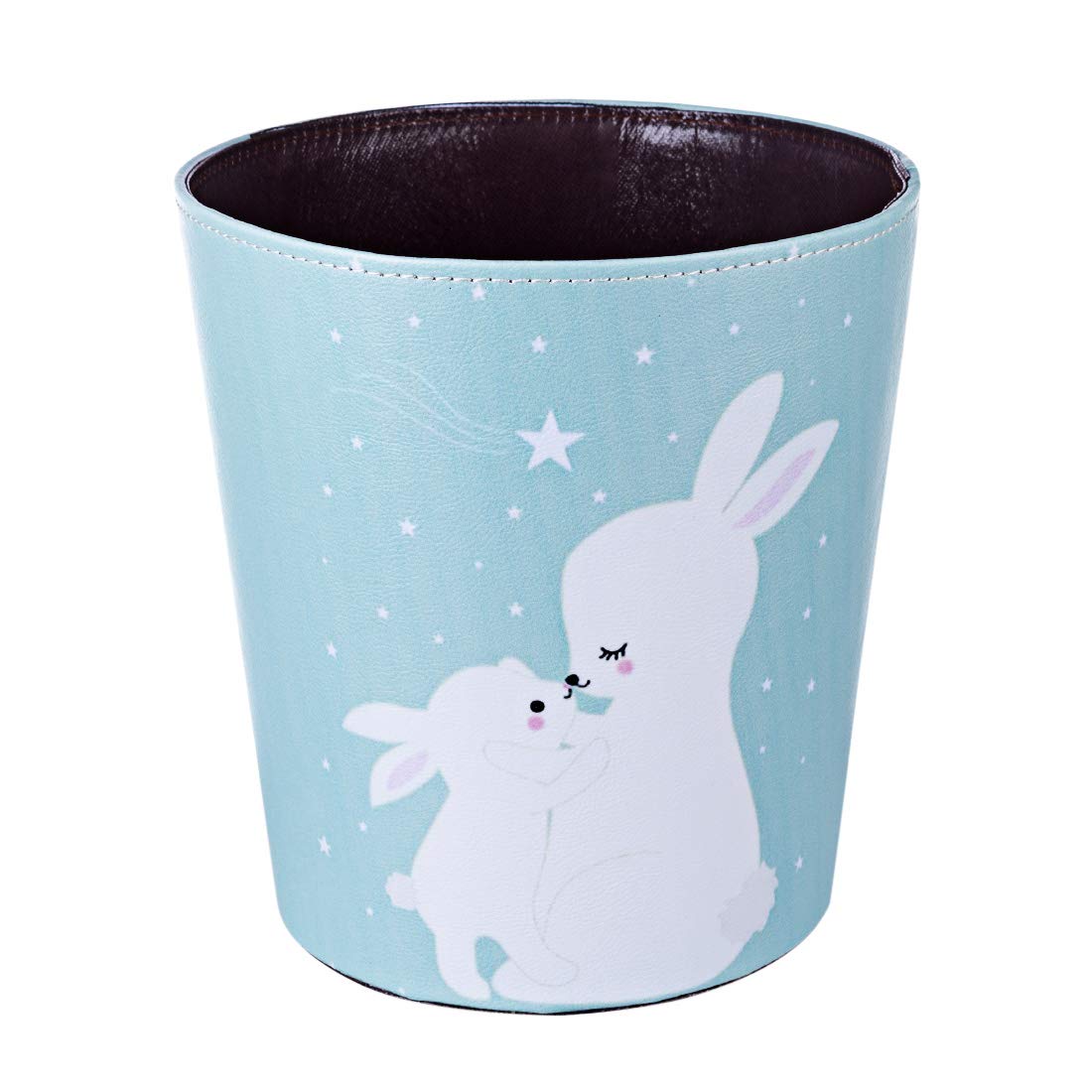 10L/2.64 Gallon Trash Can, Decorative Waste Basket, PU Leather Waste Paper Basket, Waterproof Garbage Can for Bathroom, Bedroom, Office, Kitchen and Living Room - Cat-2