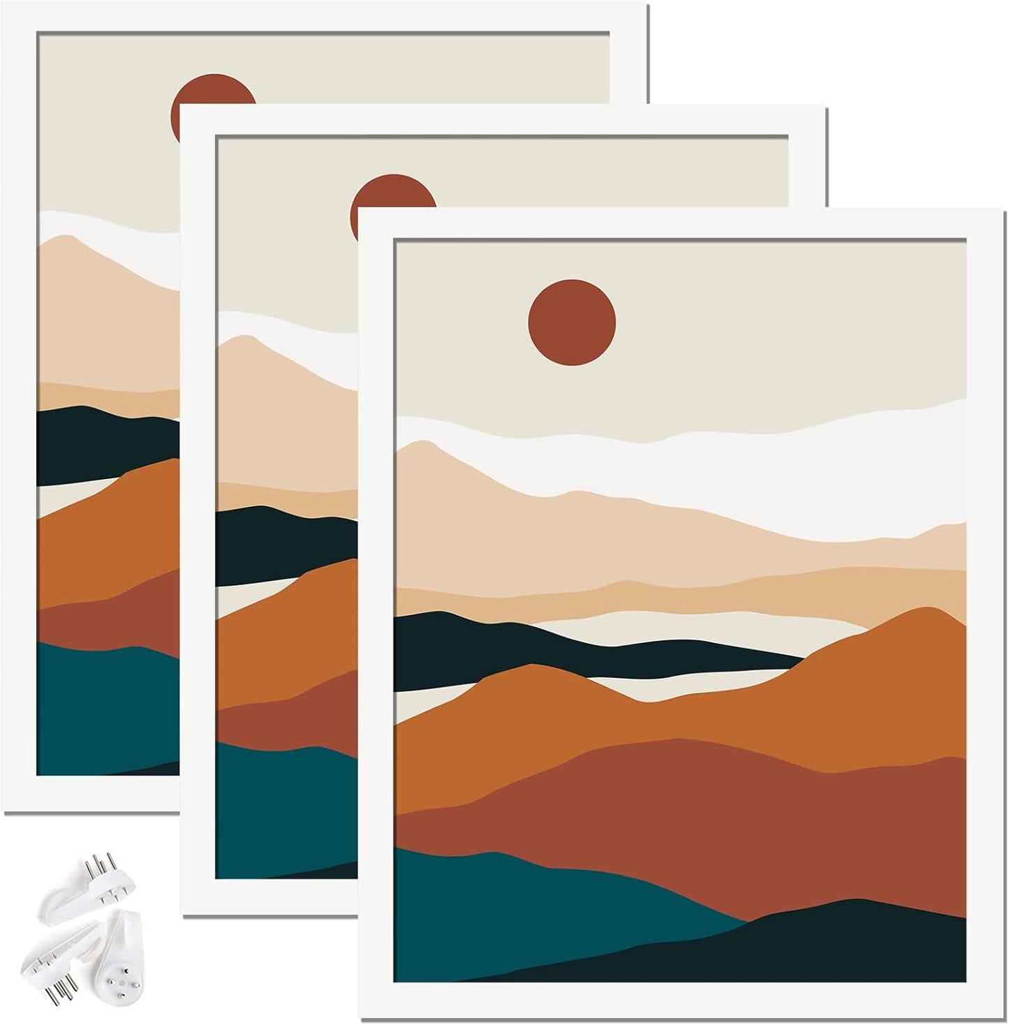 Black 16x24 Picture Frame Set of 3, High Transparent Frame for 16 By 24 Photo Collage Canvas Poster Size Wall Mount and Tabletop Horizontally Vertically (Black, 16 x 24 inches)