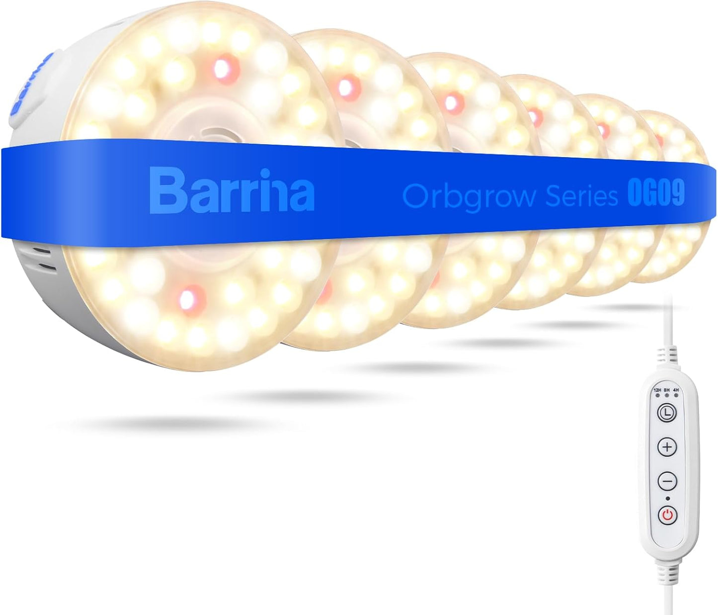 Barrina Orbgrow OG09 Puck Grow Light, 5000K 18W(2 x 9W, 270 Watt Equiv), Full Spectrum Plant Light for Indoor Plants, Magnetic & Linkable with Timer, 5 Levels Dimmable for Plant Shelf, 2 Packs