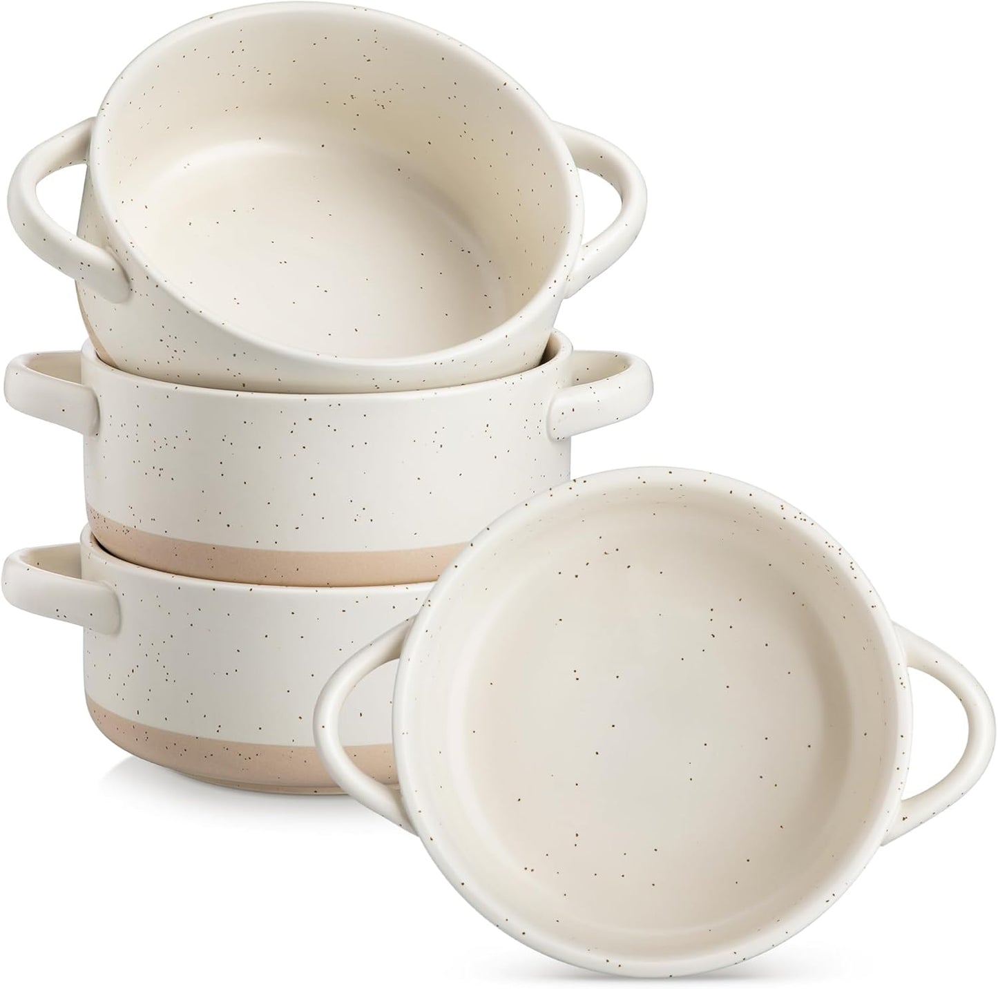 vancasso Starry Soup Bowls with Handles, 30 Oz French Onion Soup Bowls, Oven safe soup bowls for Cereal, Pasta, Chilli, Stew, Large Soup Crocks Set of 4, Blue