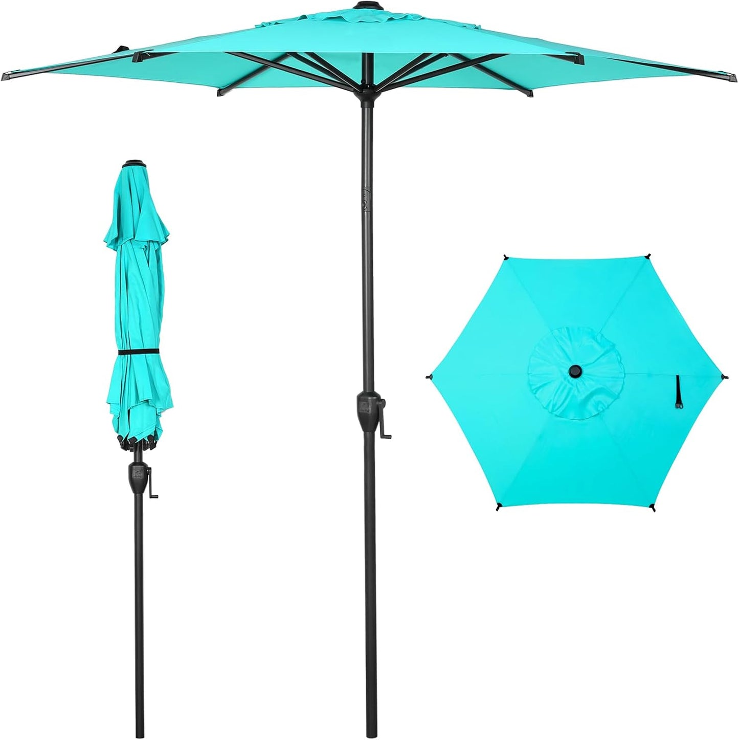 Abba Patio 9FT Lyon Outdoor Patio Umbrella Outdoor Table Umbrella with Push Button Tilt and Crank Market Umbrella 8 Sturdy Ribs UV Protection Waterproof for Garden Deck Backyard Pool, Black & Ivory