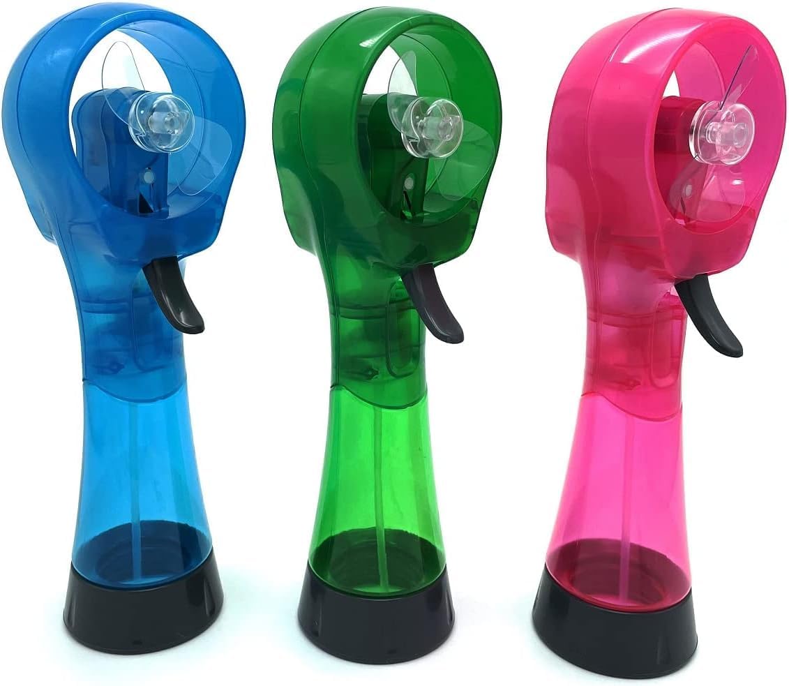 BJPEY Water Misting Fans Portable Personal Handheld Spray Fan Cooling Outdoor Cooler, Pack of 3 (Blue/Green/Pink)