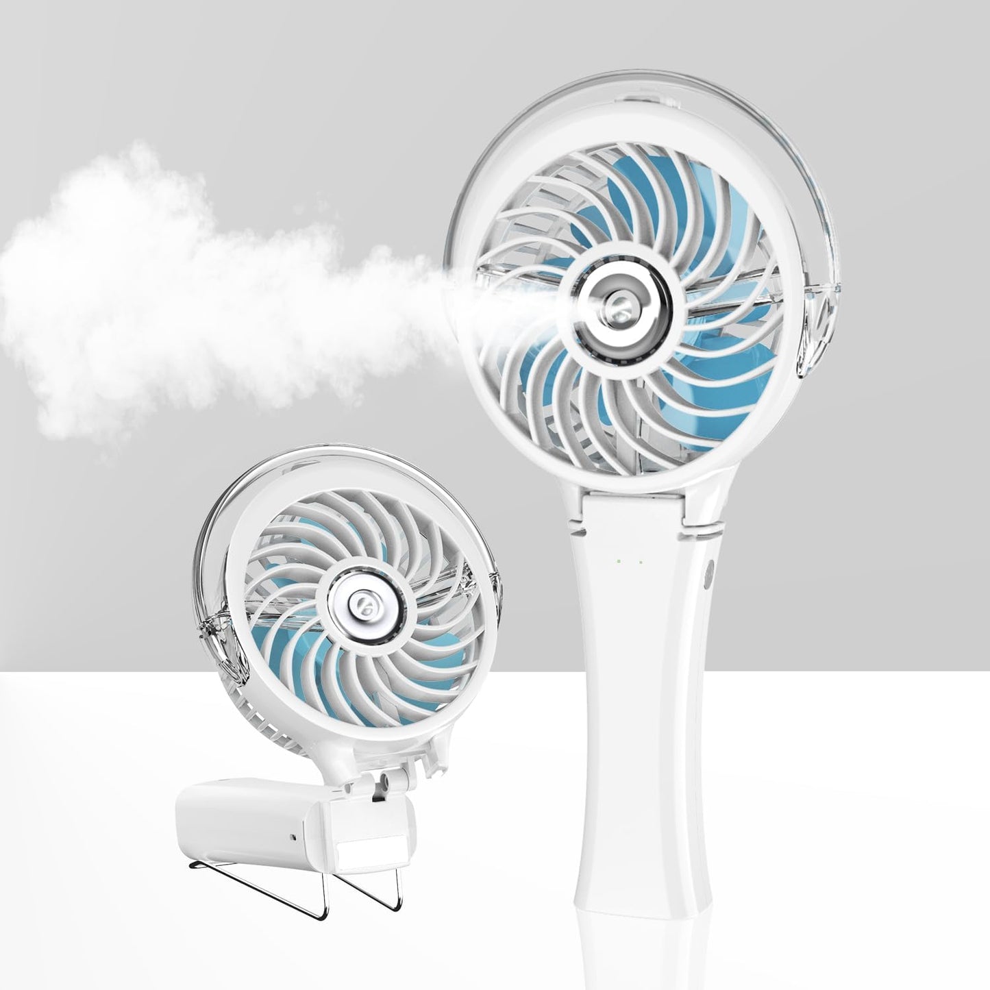 HandFan 4000mAh Upgraded Handheld Misting Fan, 50ml Water Tank, Rechargeable Personal Mister Fan Portable AC, Spray Water Mist Fans, Foldable Cooling Ice Fans for Beach Travel Disney(Royal Blue)