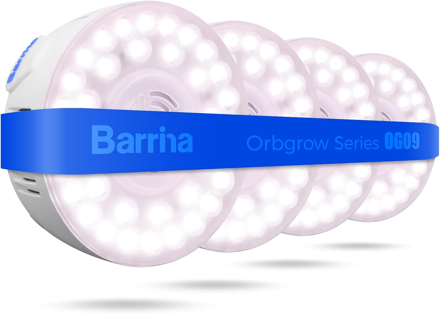 Barrina Orbgrow OG09 Puck Grow Light, 5000K 18W(2 x 9W, 270 Watt Equiv), Full Spectrum Plant Light for Indoor Plants, Magnetic & Linkable with Timer, 5 Levels Dimmable for Plant Shelf, 2 Packs