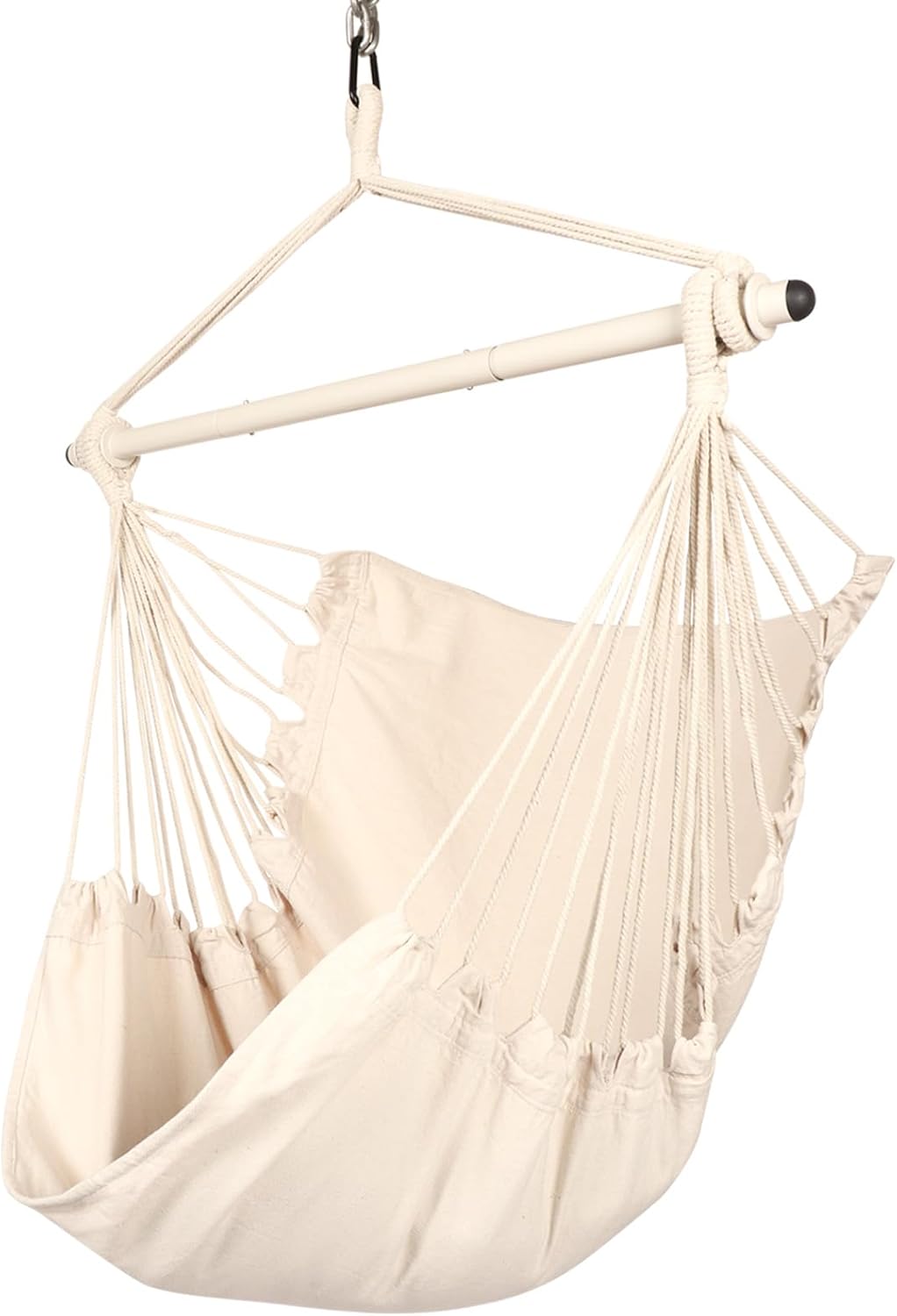Highwild Hammock Chair Hanging Rope Swing - Max 500 Lbs - 2 Cushions Included - Steel Spreader Bar with Anti-Slip Rings - for Any Indoor or Outdoor Spaces (D- Cushions Included-Green)