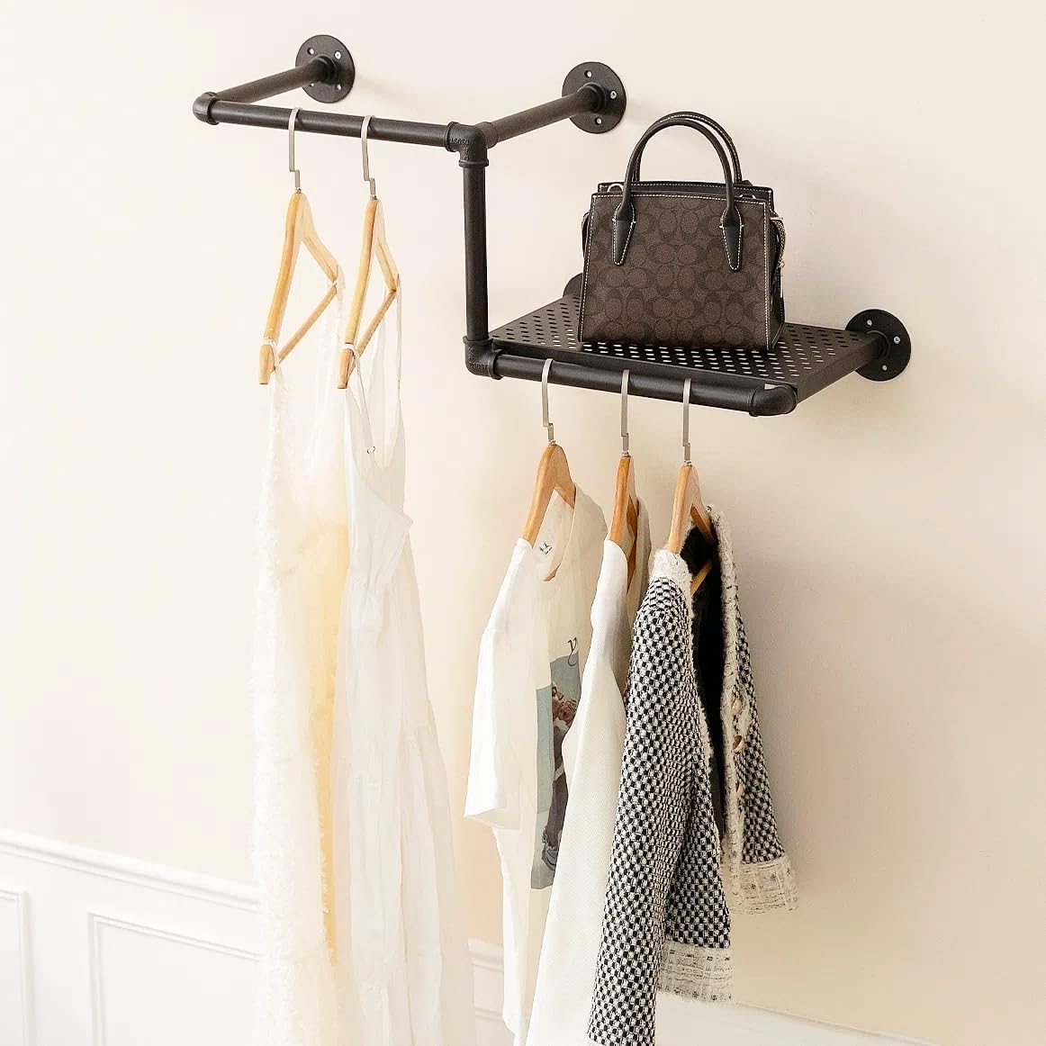 Kids Pipes Dress up Racks, Kids Clothing Racks, Child Garment Racks, Hanging Clothes Rod Storage Shelf Organizers Shelves Shelving, Gold Metal