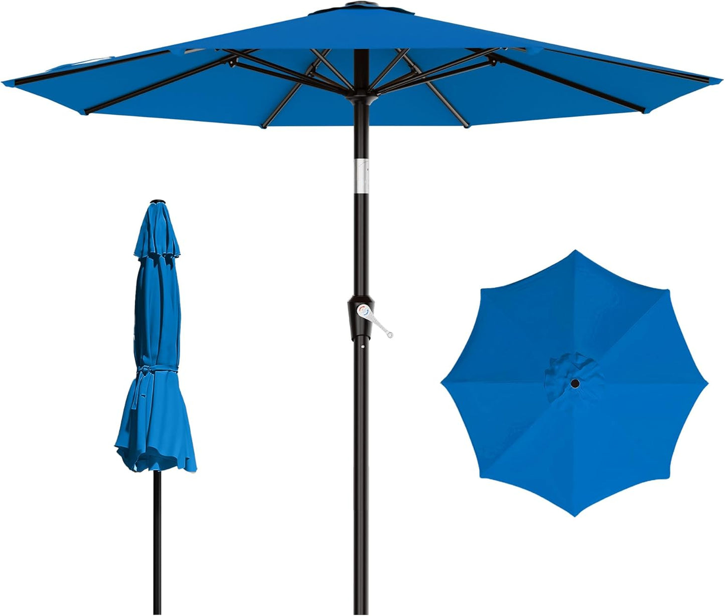AreShark 9 FT Patio Umbrella for Outdoor, Outdoor Umbrella with Push Button Tilt and Crank, Outdoor Patio Umbrellas with 8 Sturdy Ribs for Market, Garden, Deck, Backyard, Pool (Navy)