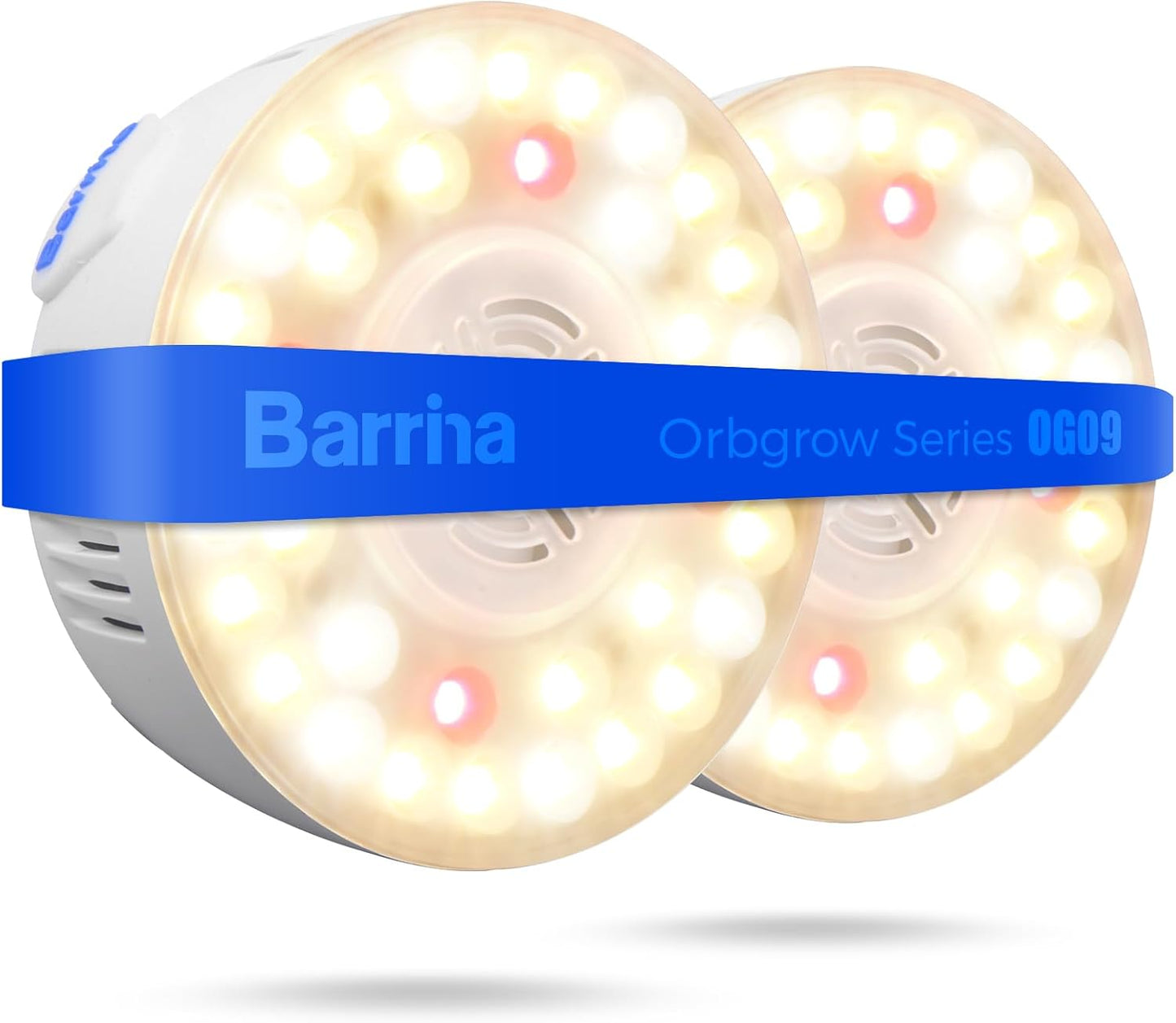 Barrina Orbgrow OG09 Puck Grow Light, 5000K 18W(2 x 9W, 270 Watt Equiv), Full Spectrum Plant Light for Indoor Plants, Magnetic & Linkable with Timer, 5 Levels Dimmable for Plant Shelf, 2 Packs