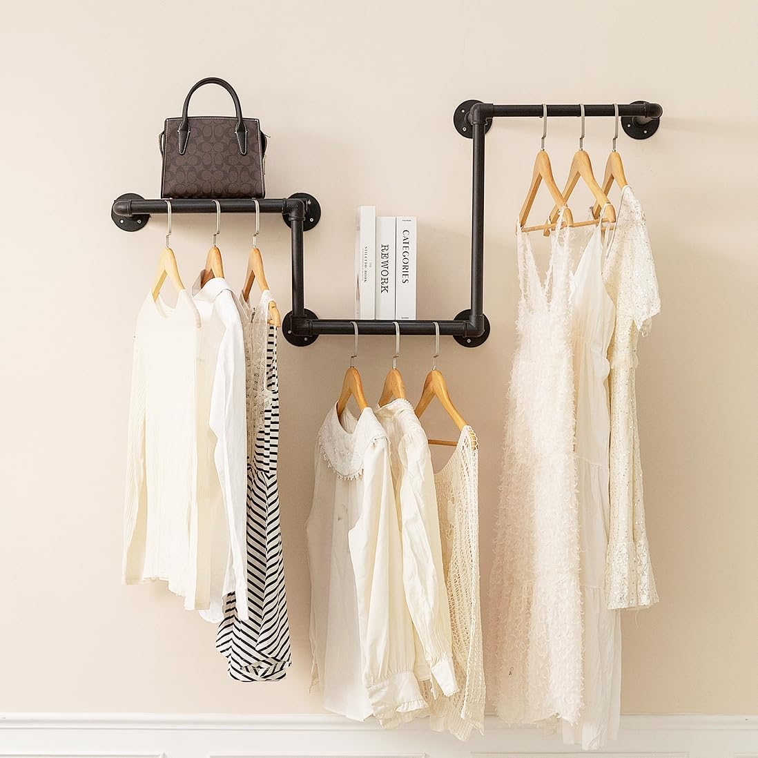 Kids Pipes Dress up Racks, Kids Clothing Racks, Child Garment Racks, Hanging Clothes Rod Storage Shelf Organizers Shelves Shelving, Gold Metal