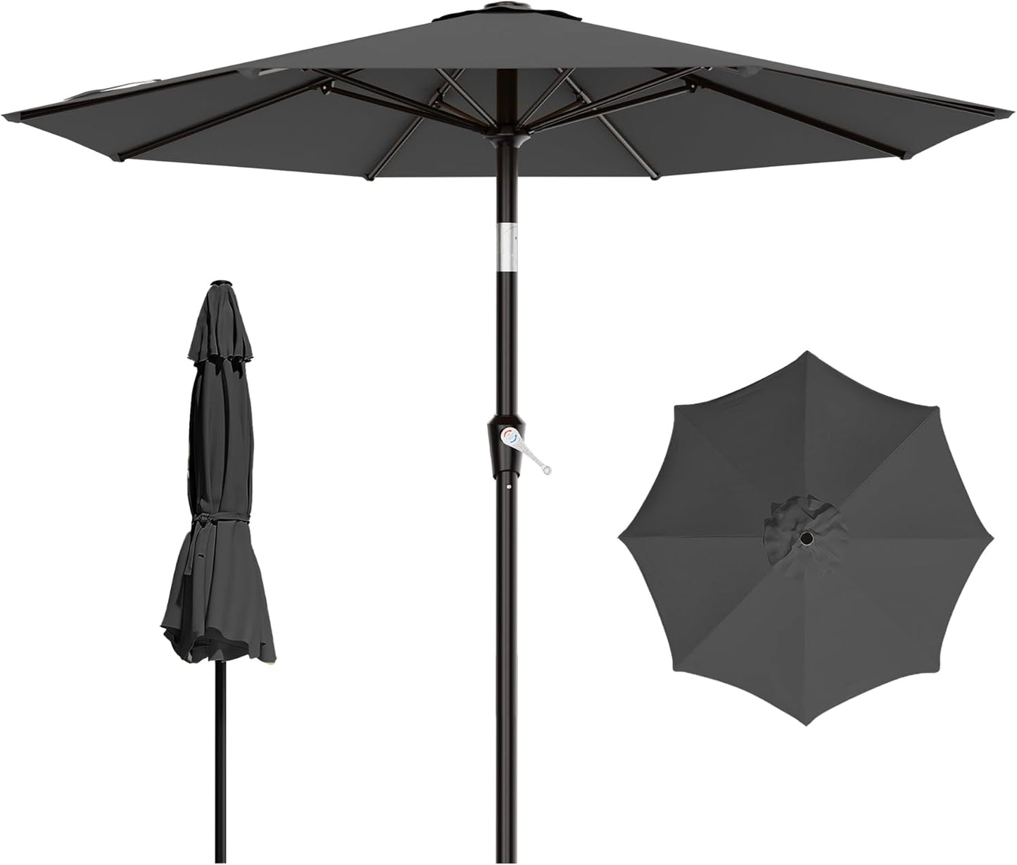 AreShark 9 FT Patio Umbrella for Outdoor, Outdoor Umbrella with Push Button Tilt and Crank, Outdoor Patio Umbrellas with 8 Sturdy Ribs for Market, Garden, Deck, Backyard, Pool (Navy)