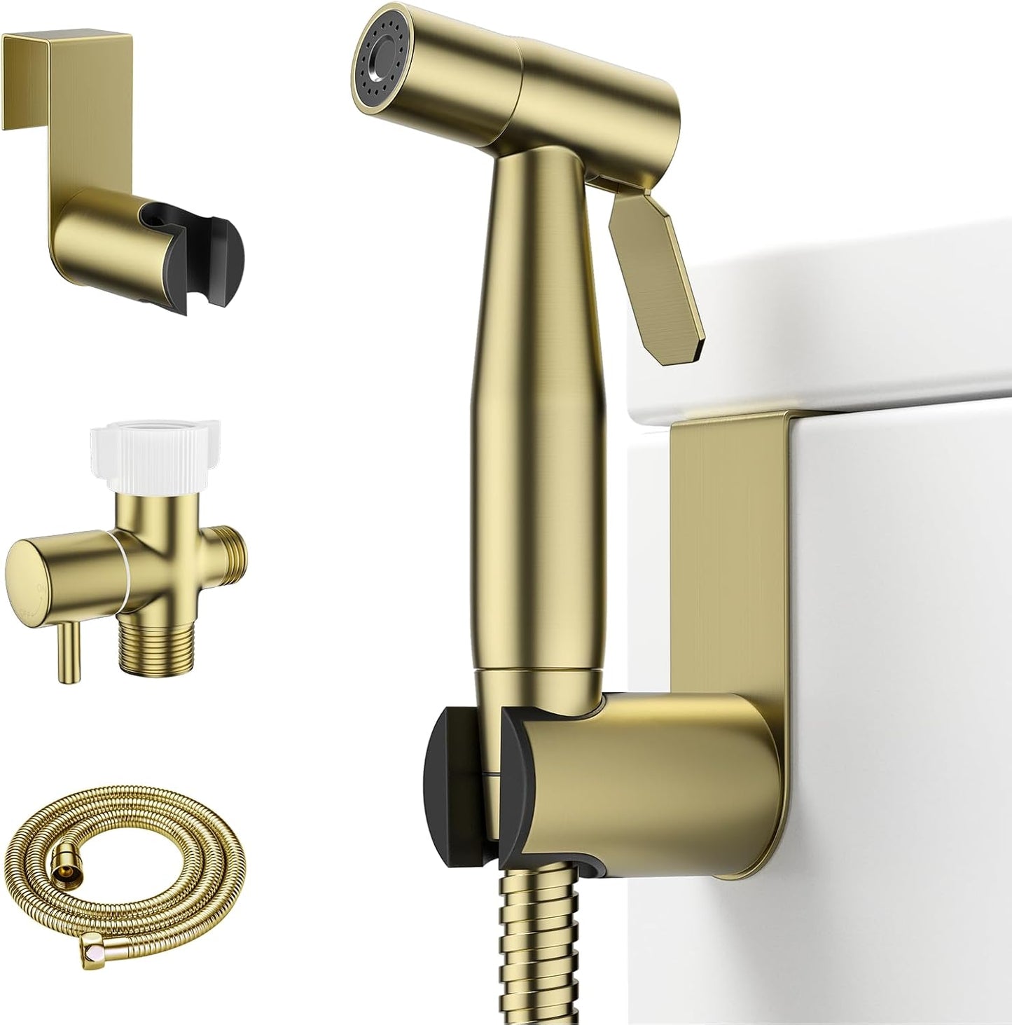Arofa Handheld Toilet Bidet Sprayer for Toilet-Adjustable Water Pressure Control with Bidet Hose for Feminine Wash, Stainless Steel Brushed Nickel Bidet Faucet Cloth Diaper for Baby Wash