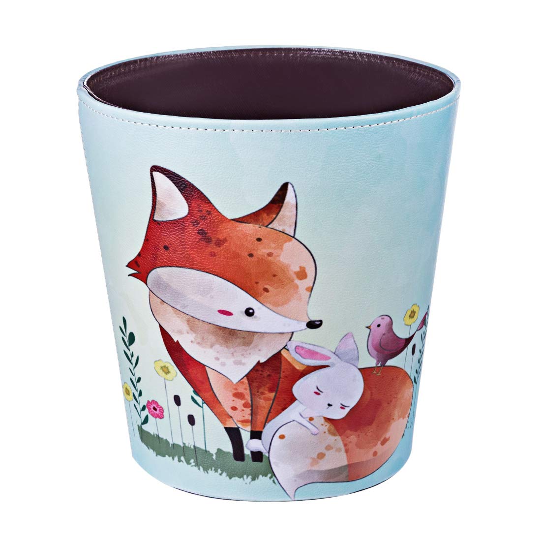 10L/2.64 Gallon Trash Can, Decorative Waste Basket, PU Leather Waste Paper Basket, Waterproof Garbage Can for Bathroom, Bedroom, Office, Kitchen and Living Room - Cat-2
