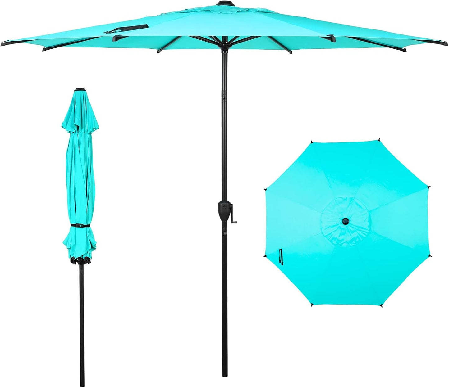 Abba Patio 9FT Lyon Outdoor Patio Umbrella Outdoor Table Umbrella with Push Button Tilt and Crank Market Umbrella 8 Sturdy Ribs UV Protection Waterproof for Garden Deck Backyard Pool, Black & Ivory