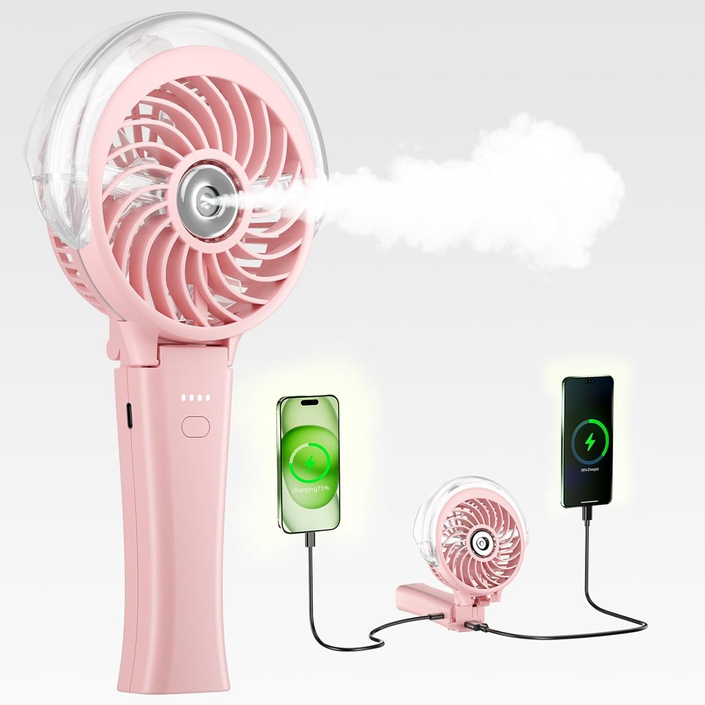 HandFan 4000mAh Upgraded Handheld Misting Fan, 50ml Water Tank, Rechargeable Personal Mister Fan Portable AC, Spray Water Mist Fans, Foldable Cooling Ice Fans for Beach Travel Disney(Royal Blue)