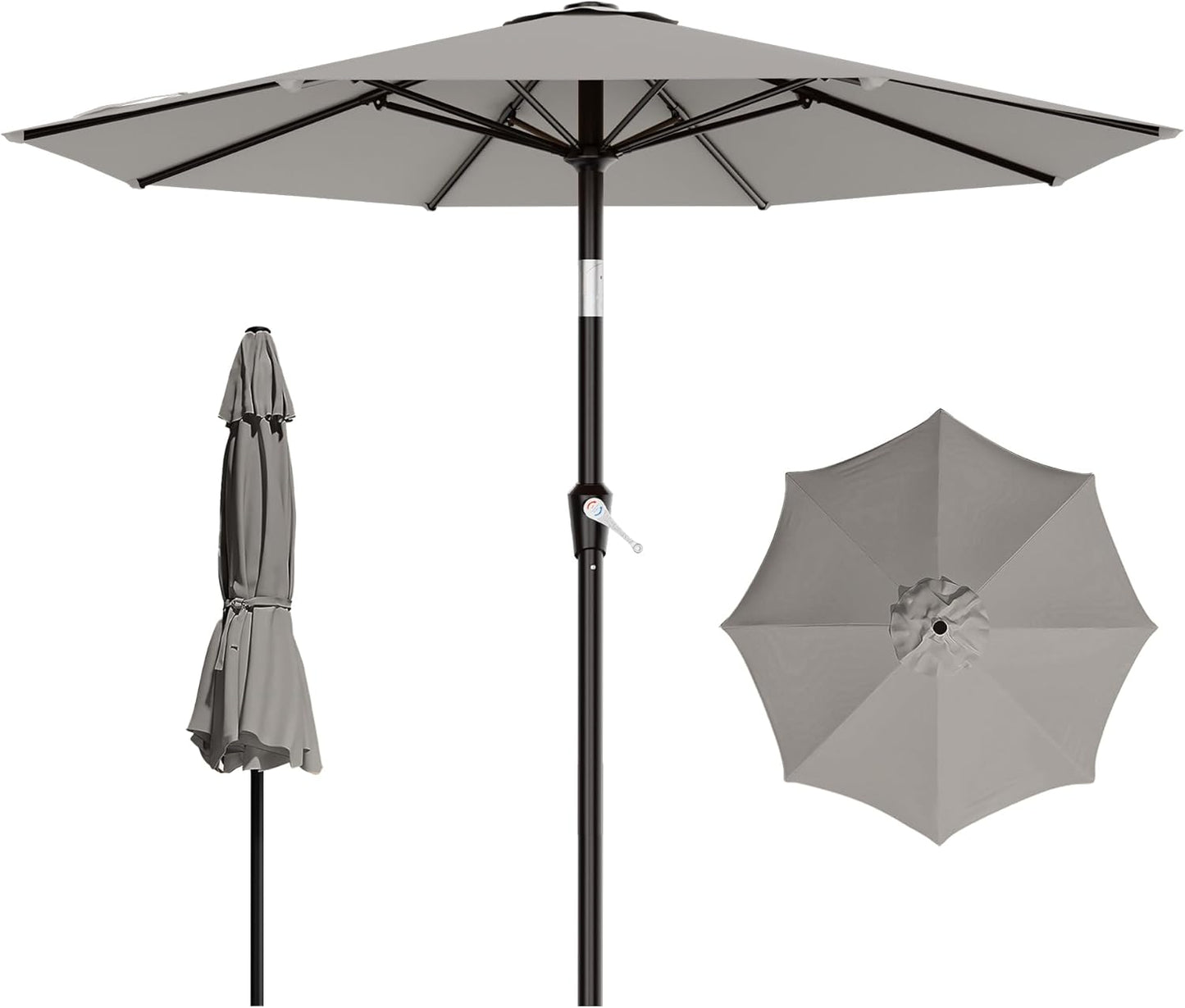 AreShark 9 FT Patio Umbrella for Outdoor, Outdoor Umbrella with Push Button Tilt and Crank, Outdoor Patio Umbrellas with 8 Sturdy Ribs for Market, Garden, Deck, Backyard, Pool (Navy)