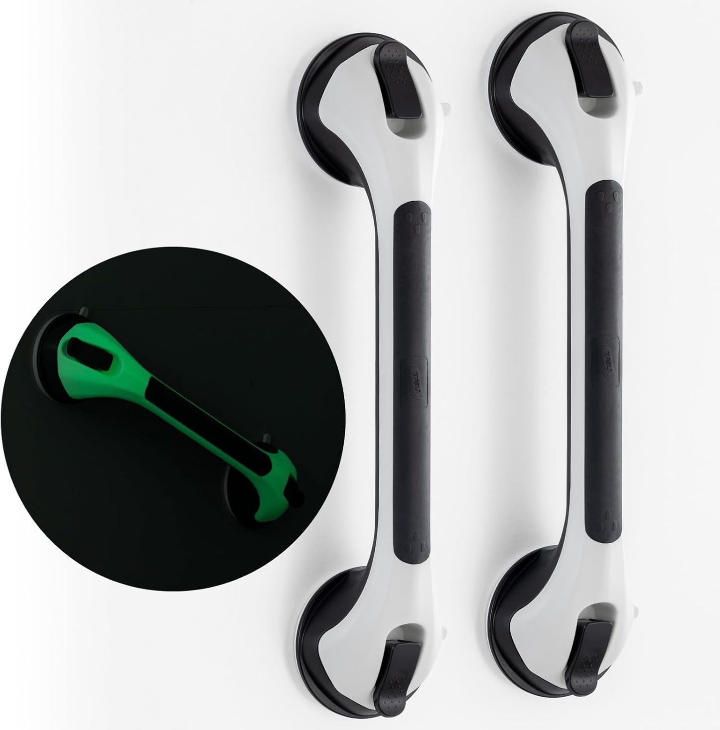 TAILI Grab Bars for Bathtubs and Showers 2 Pack Suction Grab Bar, Heavy Duty Shower Handle Removable Bath Handrails for Seniors and Elderly, Bathroom Safety Grip No Drilling Waterproof,Grey