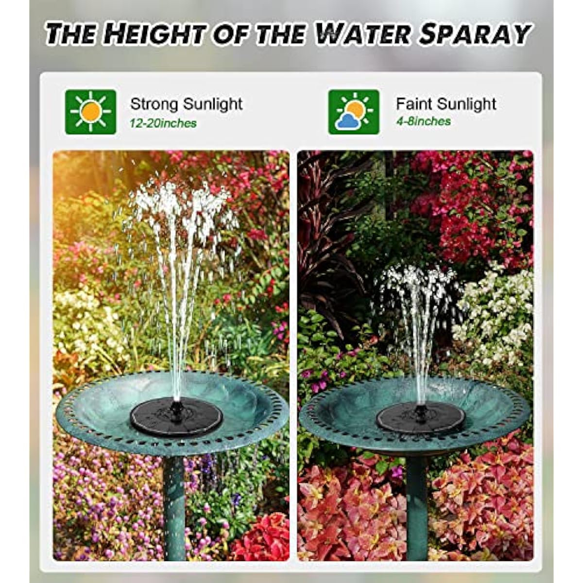 Yzert Solar Fountain Glass Panel with 2200 mah Battery, 3.5W Floating Solar Water Fountain with 4 Fixed Rods, Solar Pump for Bird Bath, Garden, Pond, Pool, Outdoor (Black Panel White Lights)