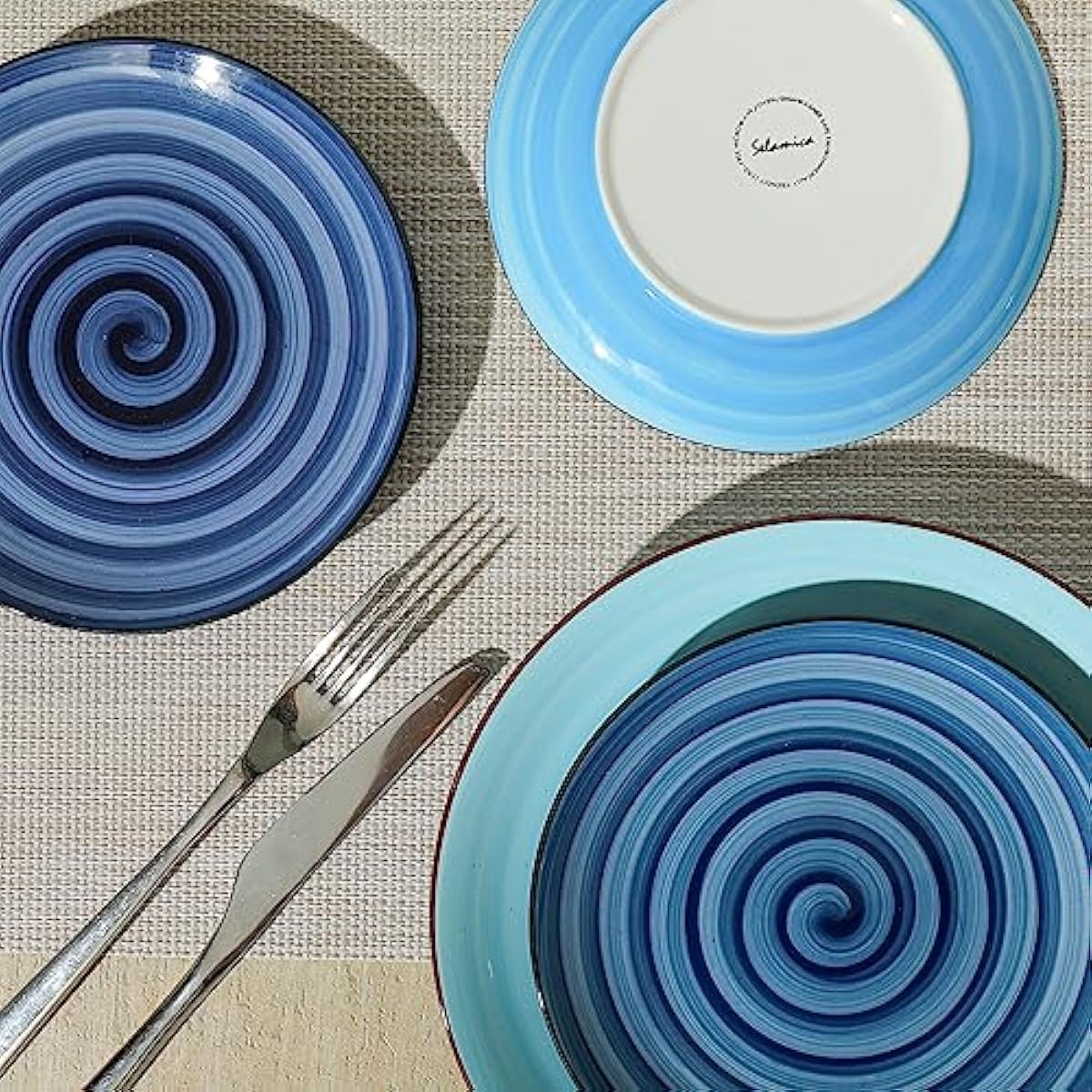 Selamica Ceramic Dessert Plates Set of 6,6 Inch Appetizer Plate for Kitchen for Cake Snacks Side Dish, Microwave Dishwasher Safe, Gradient Blue