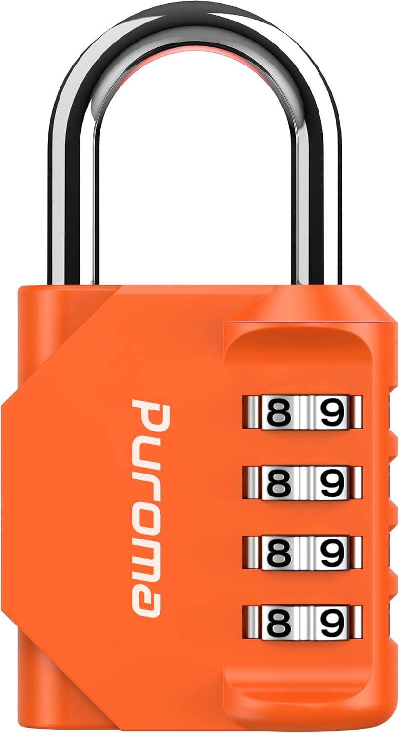 Puroma 2 Pack Combination Lock for Locker 4 Digit Outdoor Waterproof Padlock for School, Gym, Sports, Fence, Toolbox, Gate, Case, Outdoor, Hasp Storage (Black)
