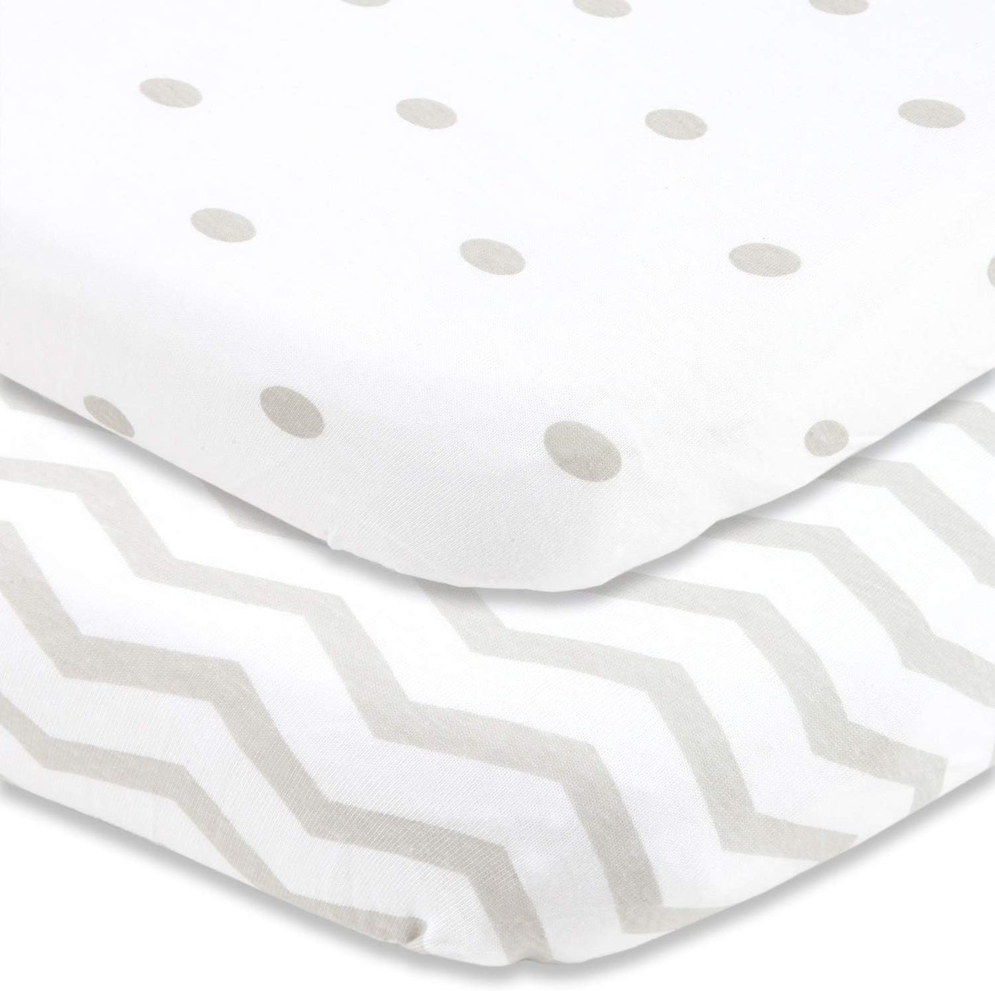 Cuddly Cubs Pack n Play Sheets | 2 Pack Playard Sheet for Baby Girl and Boy | Pure Jersey Cotton Unisex Mini Portable Crib Sheets | Sheep and Stripe in Grey | Compatible with Graco Pack and Play