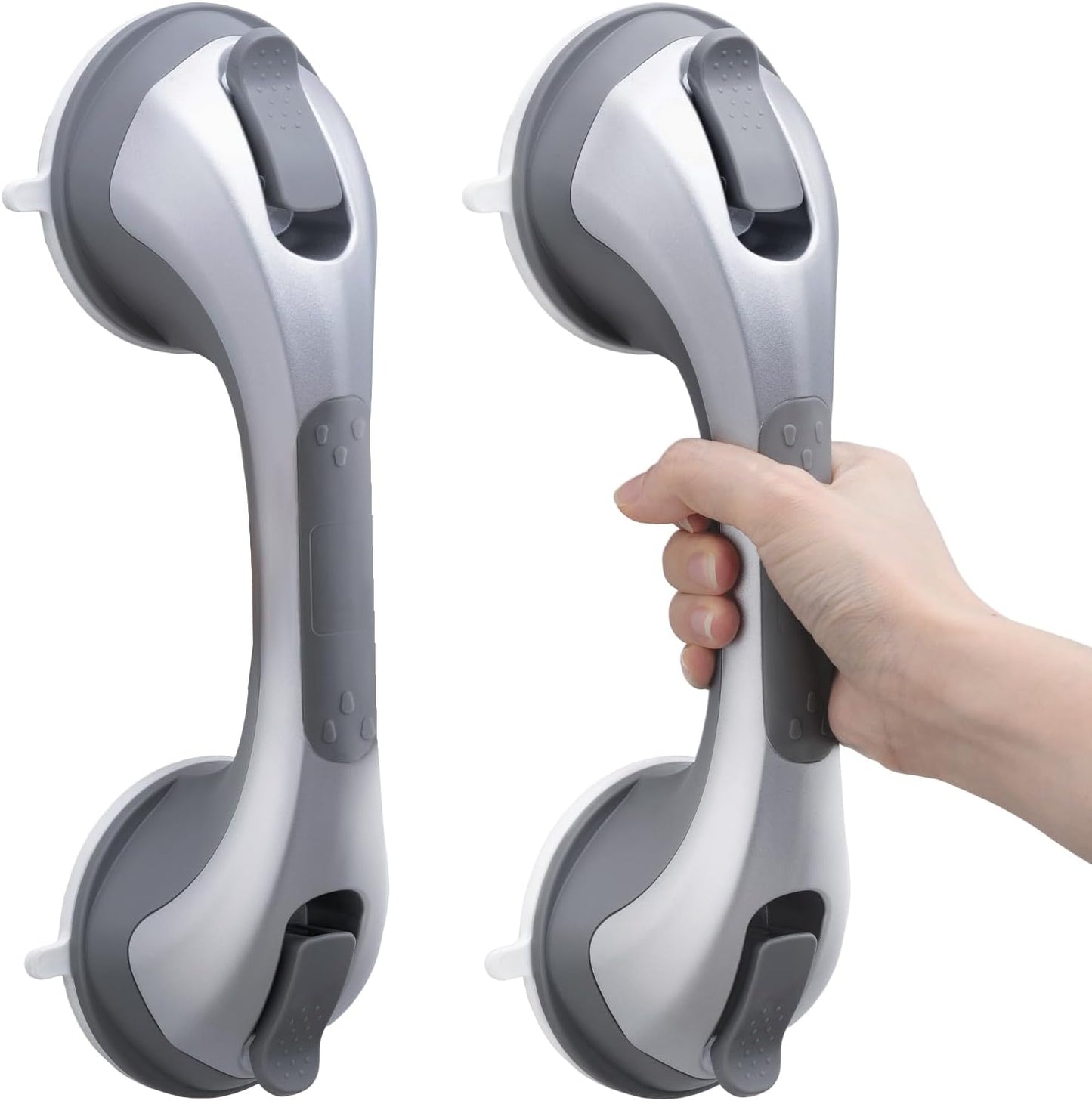 TAILI Grab Bars for Bathtubs and Showers 2 Pack Suction Grab Bar, Heavy Duty Shower Handle Removable Bath Handrails for Seniors and Elderly, Bathroom Safety Grip No Drilling Waterproof,Grey