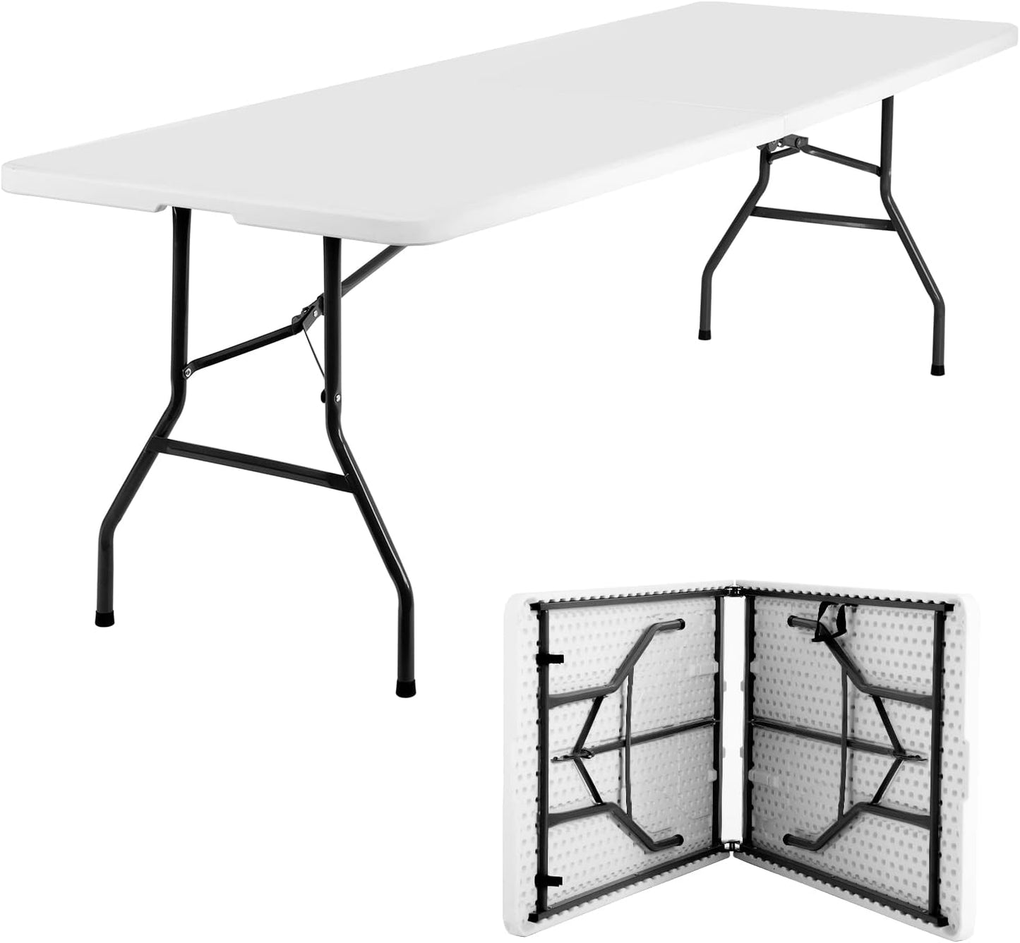 FDW Folding Half Portable Foldable Table for Parties Backyard Events (White, 6 FT 70 * 29) (White, 6 FT)