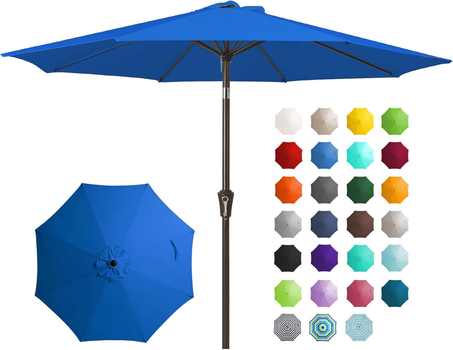 JEAREY 9FT Outdoor Patio Umbrella Outdoor Table Umbrella with Push Button Tilt and Crank, Market Umbrella 8 Sturdy Ribs UV Protection Waterproof for Garden, Deck, Backyard, Pool (Beige)