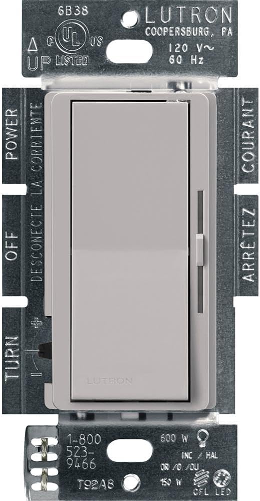 Lutron Diva LED+ Dimmer Light Switch for Dimmable LED, Halogen, and Incandescent Bulbs, 150 Watt, Single-Pole or 3-Way, DVCL-153P-WH, White