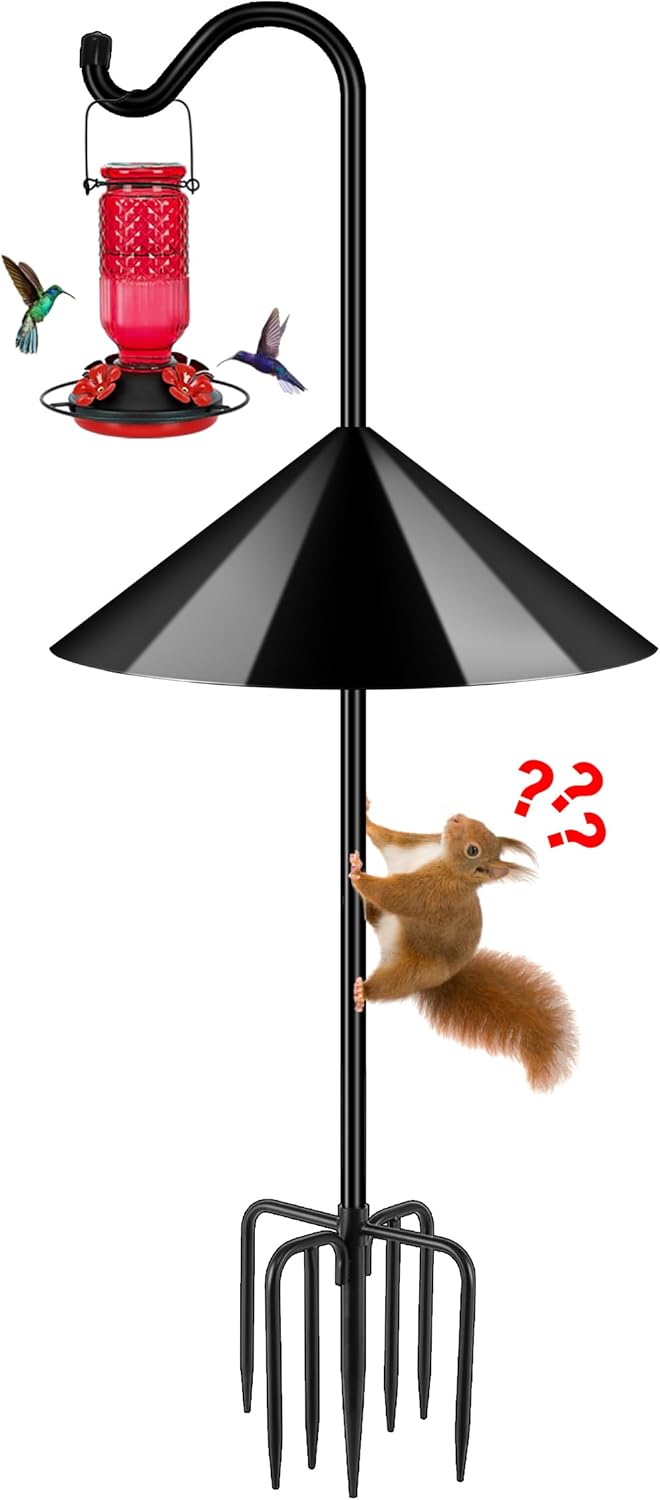 FEED GARDEN Shepards Hooks for Outdoor Bird Feeder Pole 76 Inch Adjustable Tall Heavy Duty Shepherds Hooks for Hanging Plant Baskets, Solar Lights, Wedding Decor, Lanterns, Black (2 Pack)
