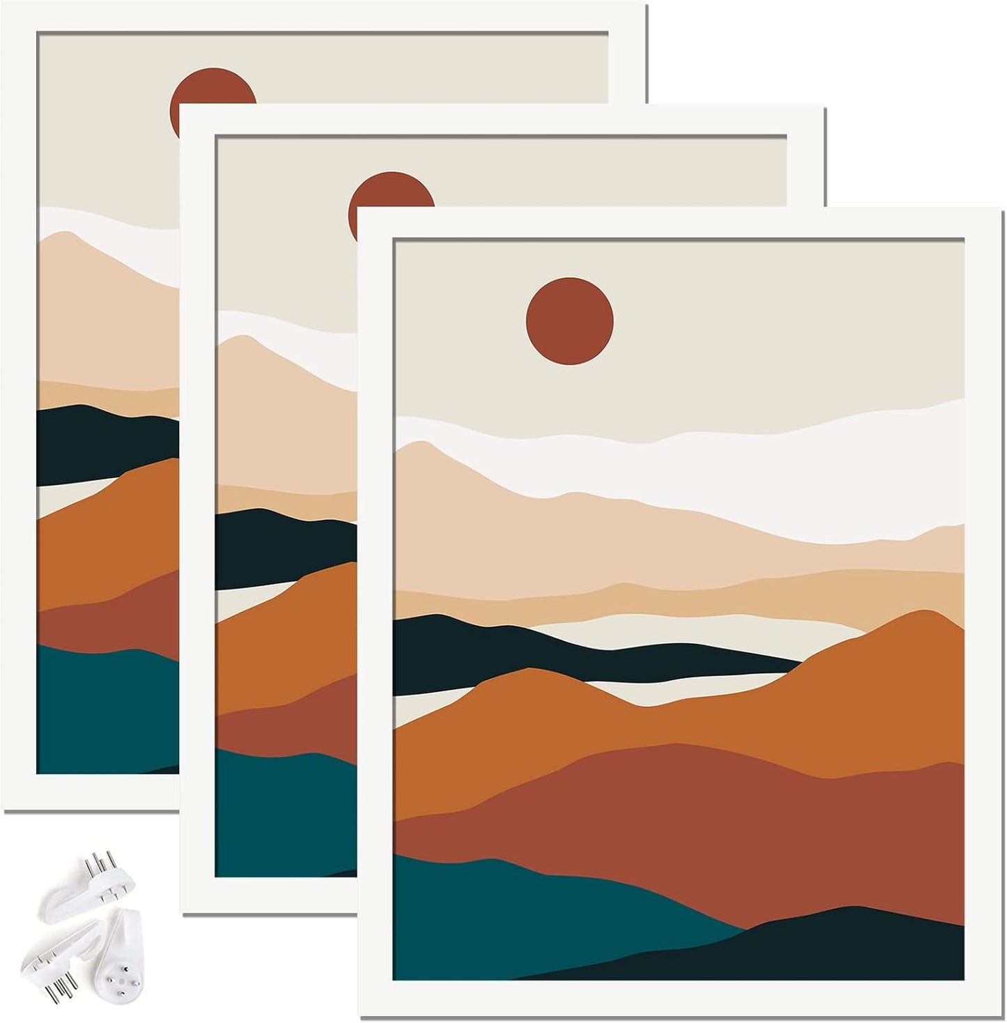 Black 16x24 Picture Frame Set of 3, High Transparent Frame for 16 By 24 Photo Collage Canvas Poster Size Wall Mount and Tabletop Horizontally Vertically (Black, 16 x 24 inches)
