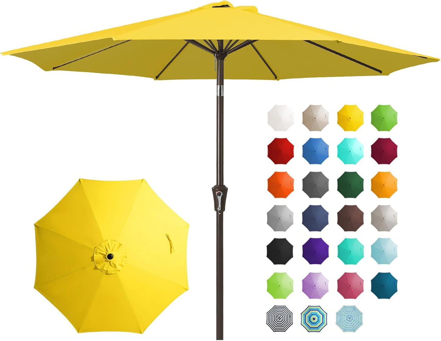 JEAREY 9FT Outdoor Patio Umbrella Outdoor Table Umbrella with Push Button Tilt and Crank, Market Umbrella 8 Sturdy Ribs UV Protection Waterproof for Garden, Deck, Backyard, Pool (Beige)