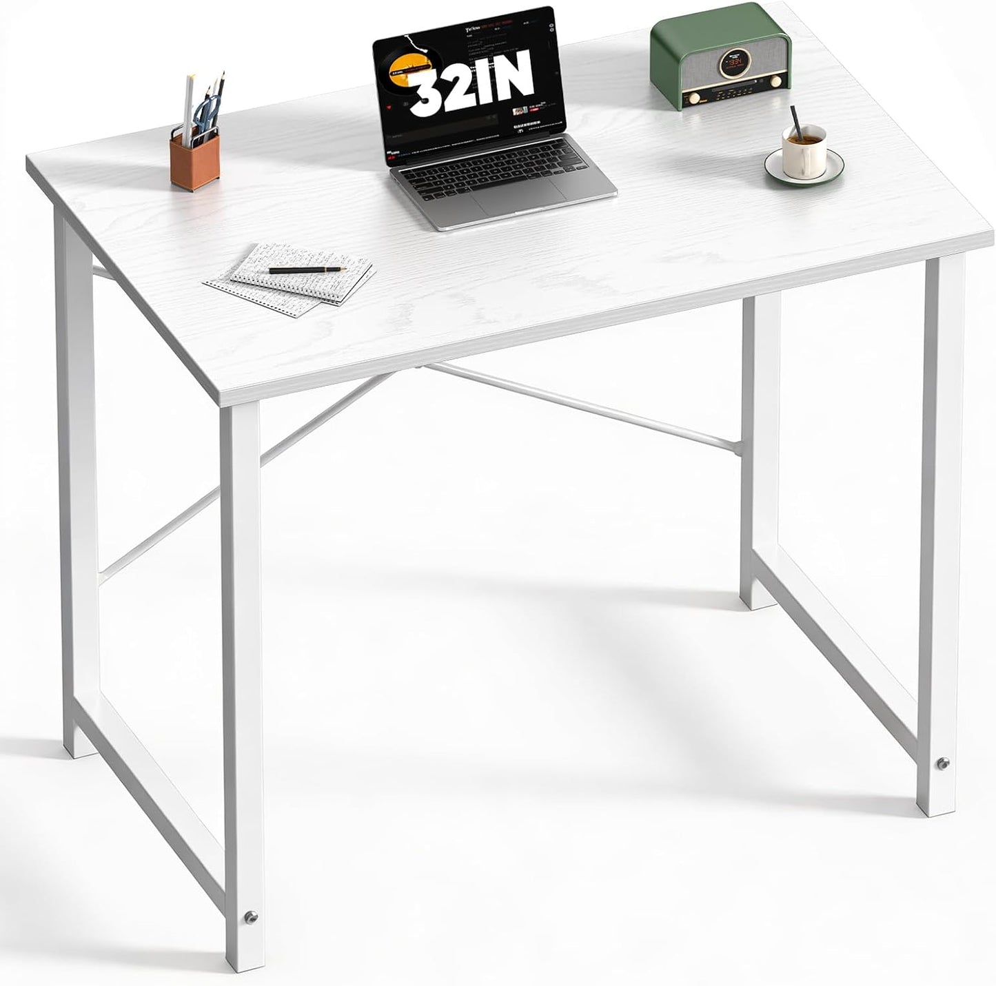 DUMOS 47 Inch Computer Desk for Home Office, Modern Writing Study Table Simple Modern Style for Bedroom Small Space, Large Work Desks with X-Shaped Reinforcement, Wood Brown