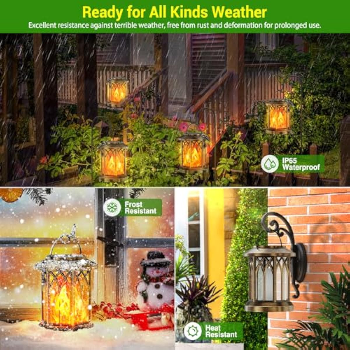 KOOPER 4 Pack Solar Lanterns Outdoor Waterproof, Upgraded Flickering Flame Solar Lantern Lights, Auto On/Off Lanterns Decorative Outdoor, Outdoor Hanging Lantern for Yard Garden Table Decor (Bronze )