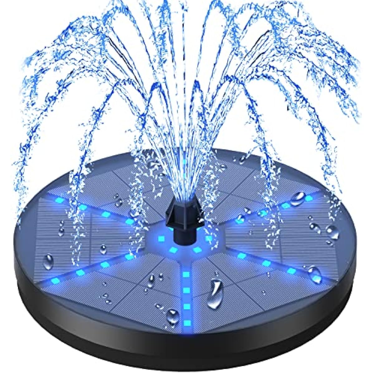 Solar Bird Bath Fountains Upgraded, 4W Solar Powered Water Fountain Pump with 4000 Battery, 7 Nozzles & 4 Fixers, Colorful LED Lights for Garden, Pond, Swimming Pool, Fish Tank, and Outdoor