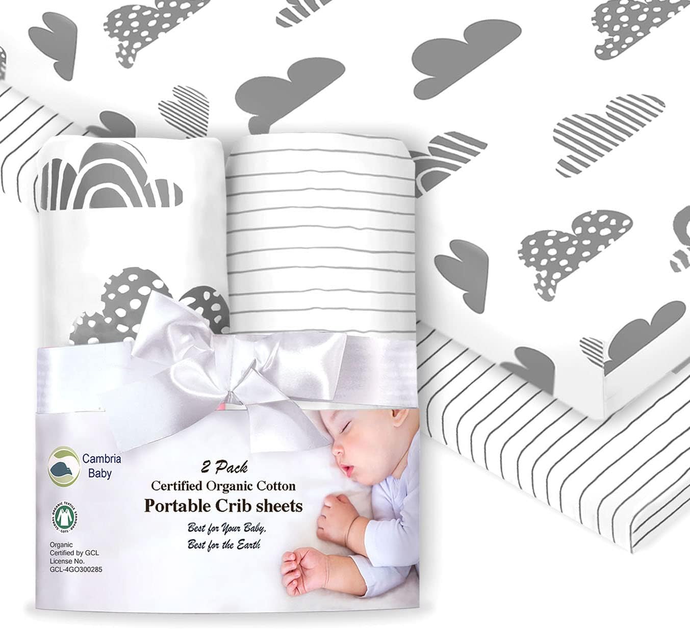 100% Organic Cotton Fitted Sheets Fit and are Compatible with Graco Pack n Play, Babyletto, Pamo Babe, Hiccapop, Dream on Me, Evenflo, Baby Trend Portable/Mini Crib/Playards. 2 Pk