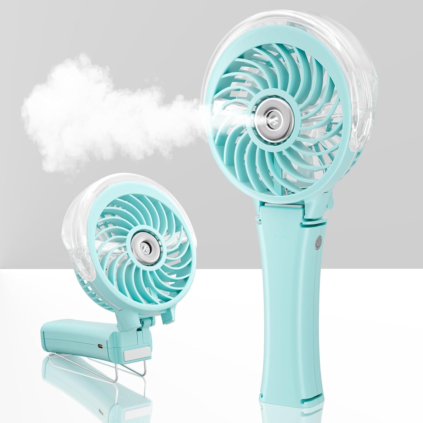 HandFan 4000mAh Upgraded Handheld Misting Fan, 50ml Water Tank, Rechargeable Personal Mister Fan Portable AC, Spray Water Mist Fans, Foldable Cooling Ice Fans for Beach Travel Disney(Royal Blue)