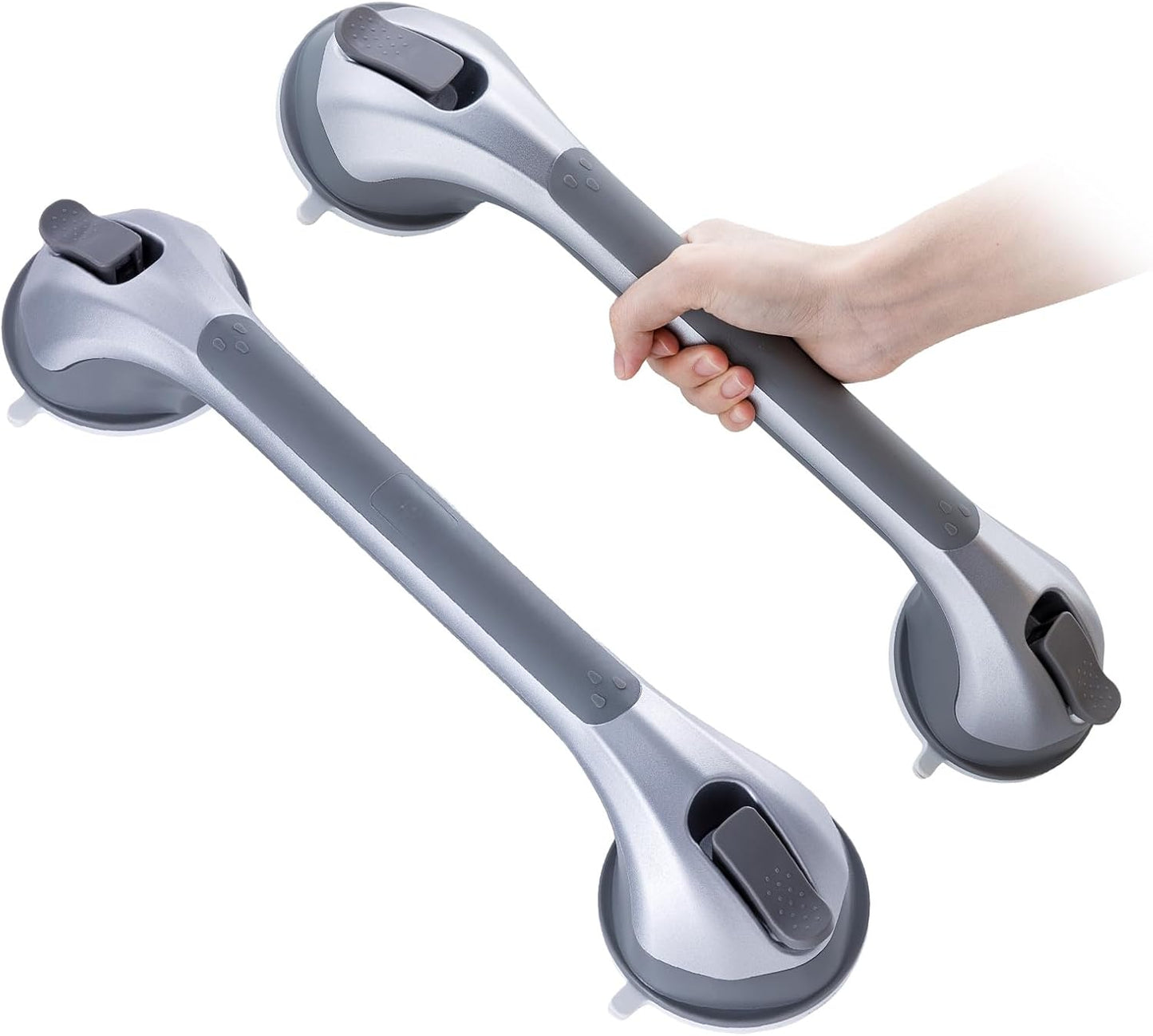 TAILI Grab Bars for Bathtubs and Showers 2 Pack Suction Grab Bar, Heavy Duty Shower Handle Removable Bath Handrails for Seniors and Elderly, Bathroom Safety Grip No Drilling Waterproof,Grey
