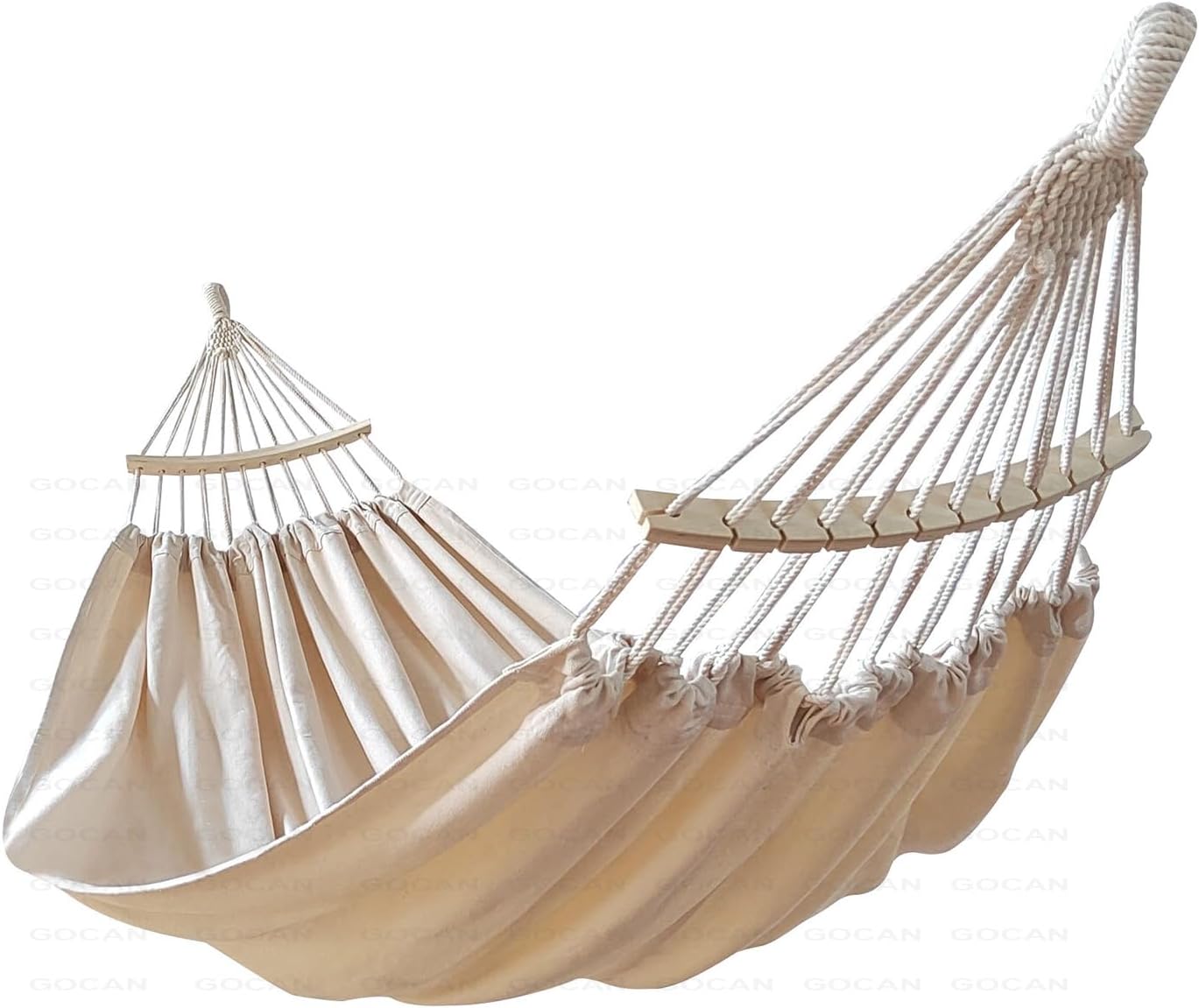 GOCAN Double Hammock 2 Person Extra Large 220x150cm Total Length 330cm Load 500lb Canvas Cotton Hammock for Patio Porch Garden Backyard Lounging Outdoor and Indoor with Removable Spreader bar