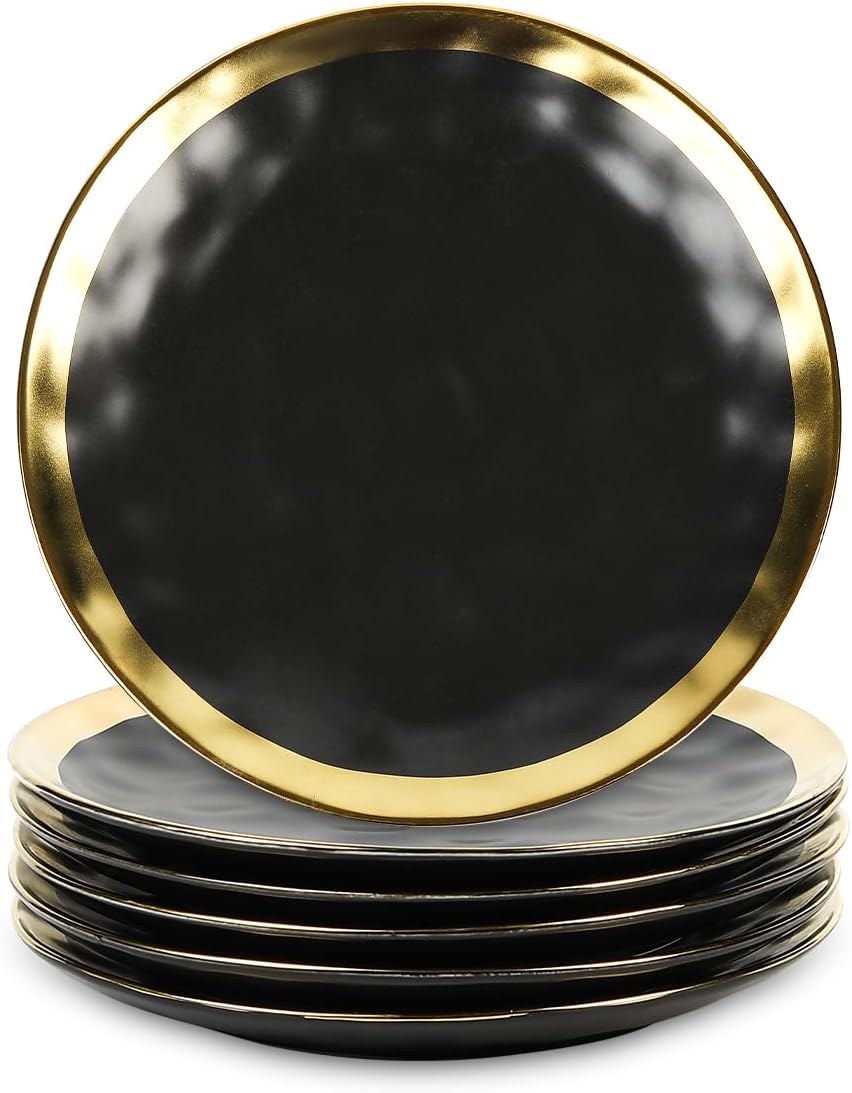 vicrays Ceramic Dessert Salad Plates, 8 Inch, Set of 6, Round, Microwave, Oven, and Dishwasher Safe, Scratch Resistant, Porcelain Fluted Suitable for Snacks, Appetizer, Home, Restaurant (Blue)