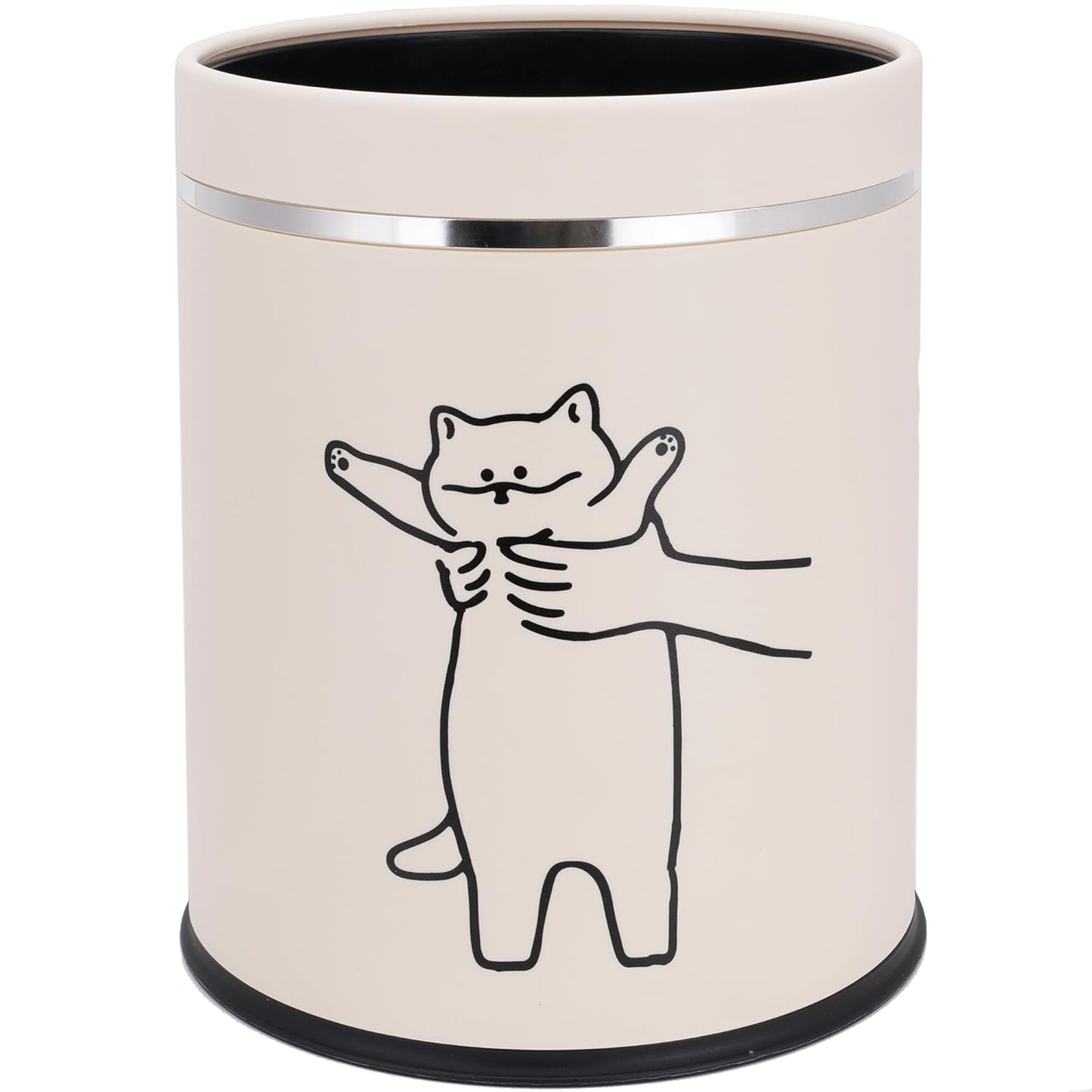 Juju Cat Trash Can - Cat Decor Garbage Can - Small Waste Basket for Bedroom - Garbage Bin Trashcan - Wastebasket Dustbin Trash Cans - 3.3 Gallon / 12.5 Liter (Hey)